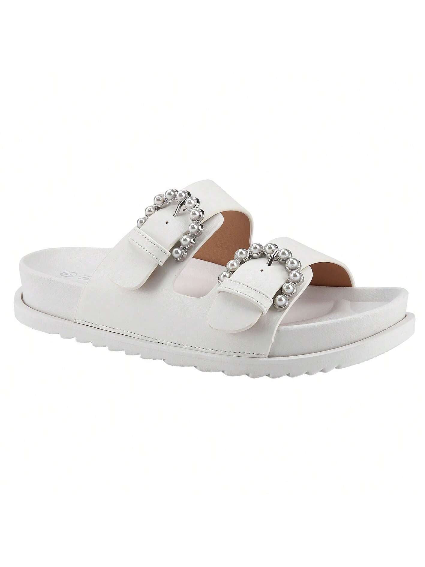 BELOVELY【Fax-1】Womens Sandals Adjustable Double Buckle Strap Waterproof EVA Flat Slides