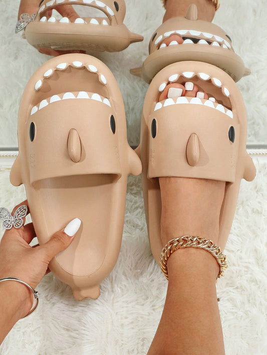 Fun Shark Shaped Plastic Slippers, Fashionable Bathroom And Home Slippers