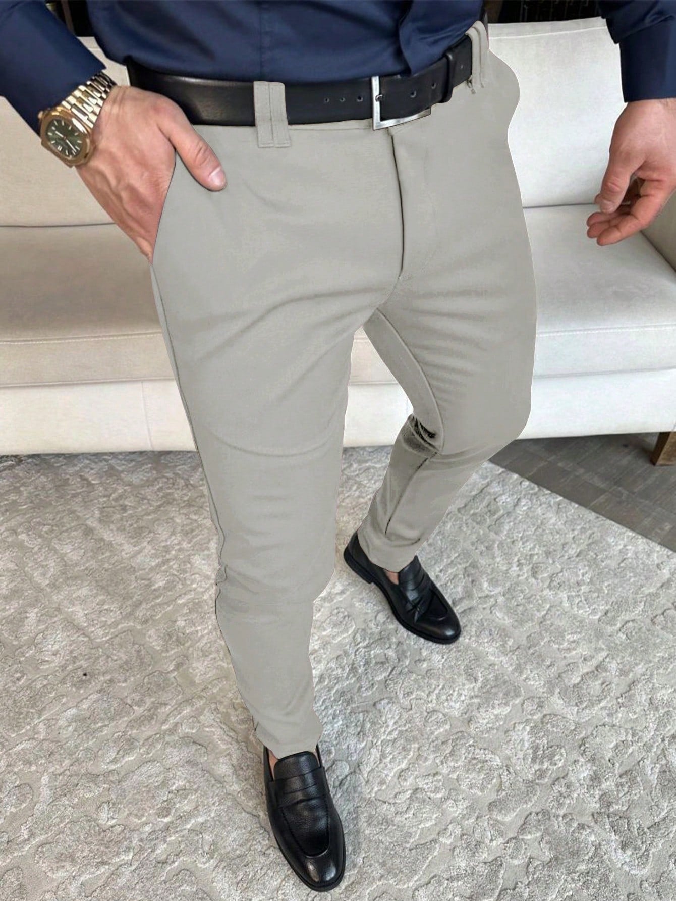 Men's Solid Color Suit Trousers