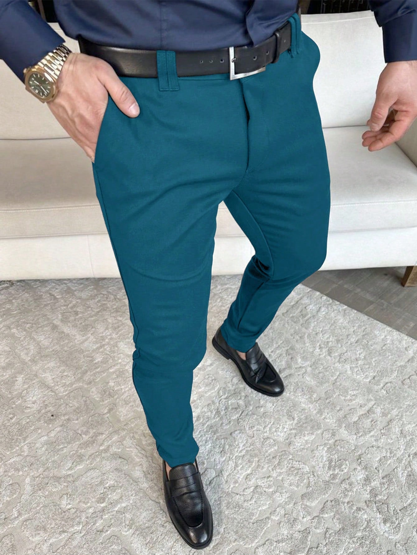 Men's Solid Color Suit Trousers