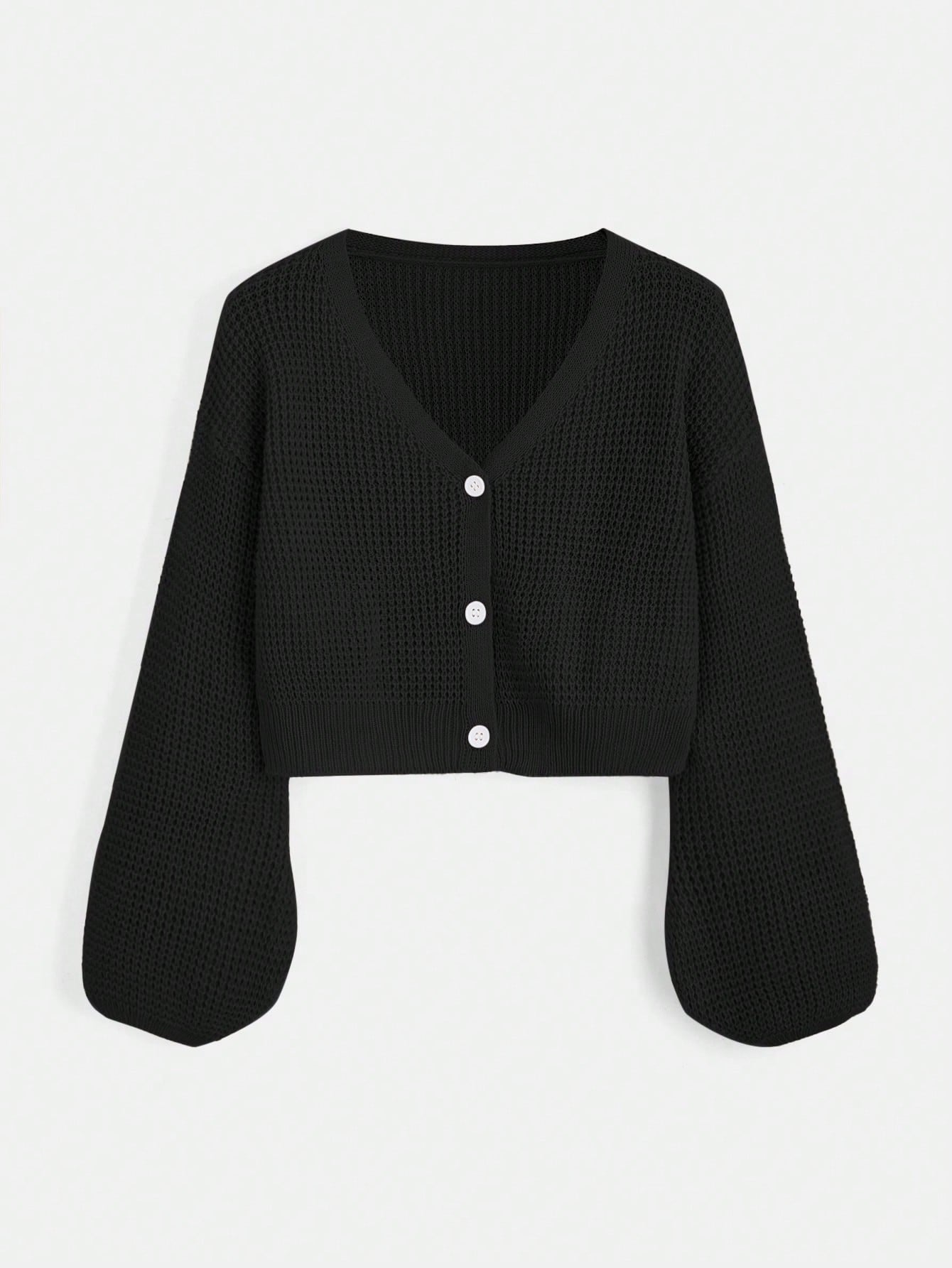 Teen Girls Drop Shoulder Single Breasted Cardigan