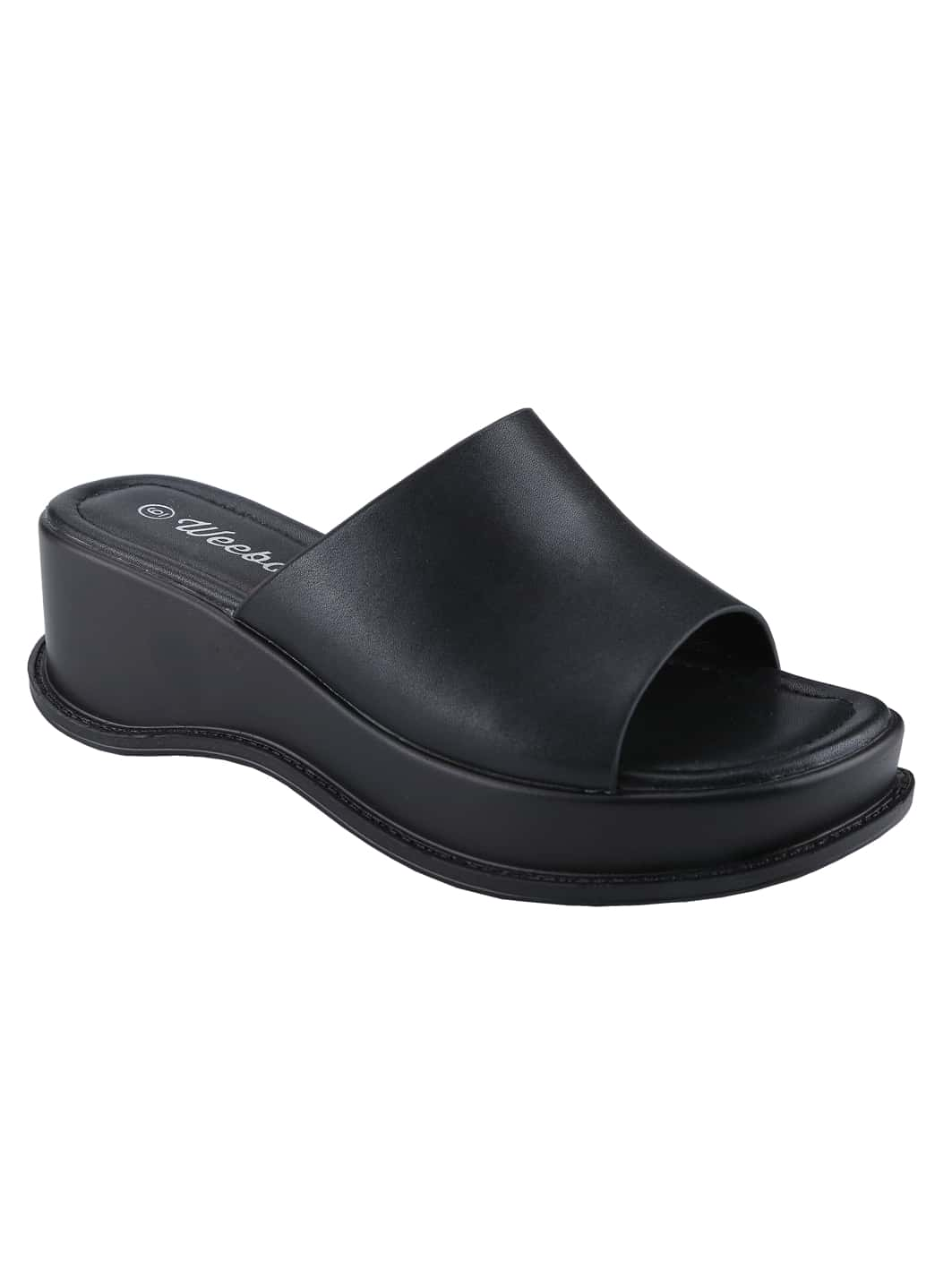 BELOVELY【High-22】Women's Platform Sandals Square Toe Block Heel Slip-on Slides Fashion Wedge Summer Shoes