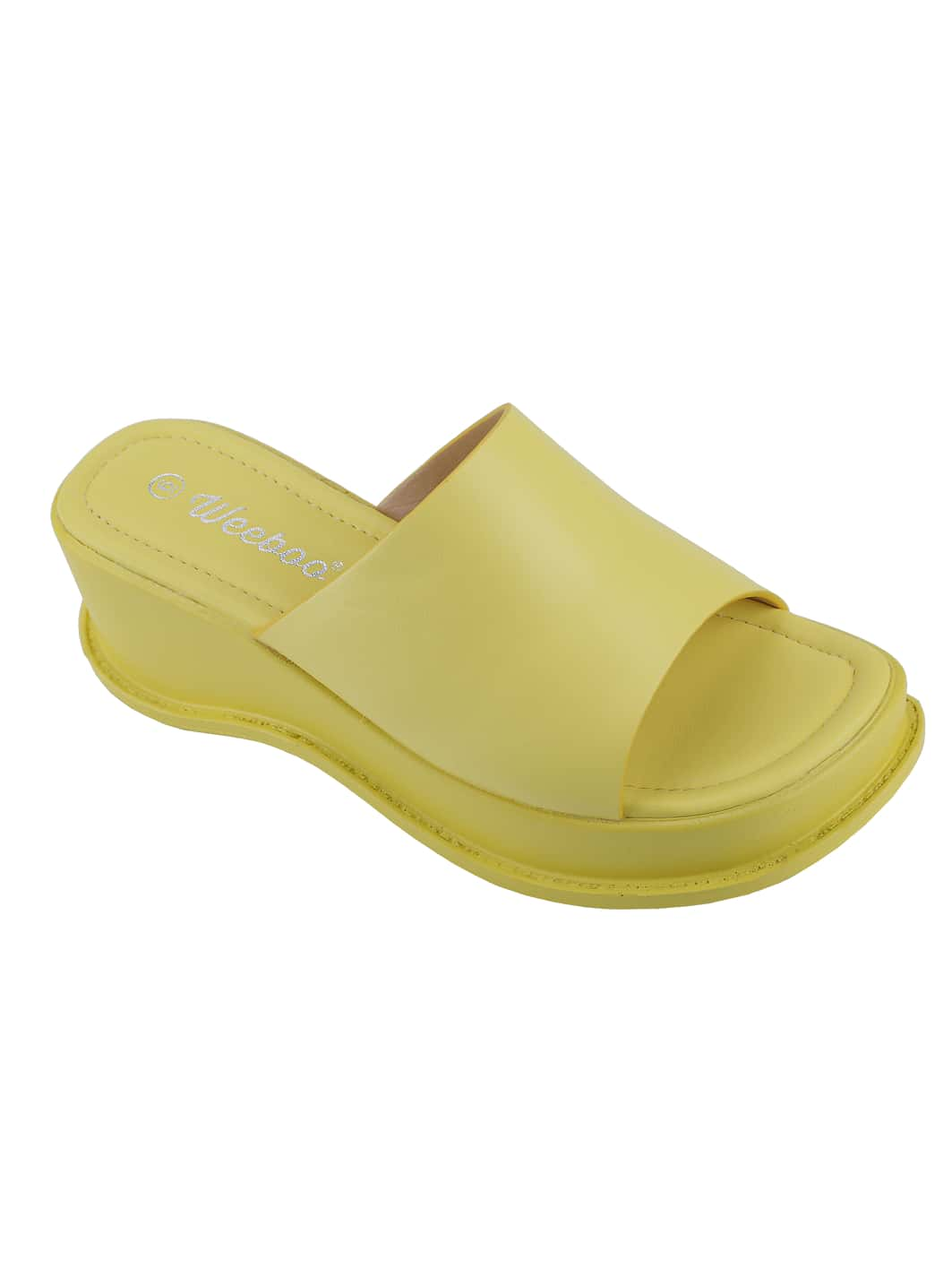 BELOVELY【High-22】Women's Platform Sandals Square Toe Block Heel Slip-on Slides Fashion Wedge Summer Shoes