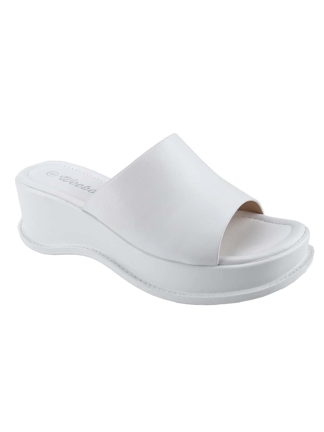 BELOVELY【High-22】Women's Platform Sandals Square Toe Block Heel Slip-on Slides Fashion Wedge Summer Shoes