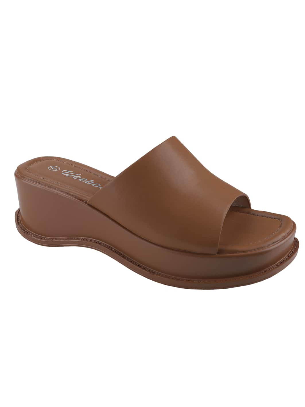 BELOVELY【High-22】Women's Platform Sandals Square Toe Block Heel Slip-on Slides Fashion Wedge Summer Shoes