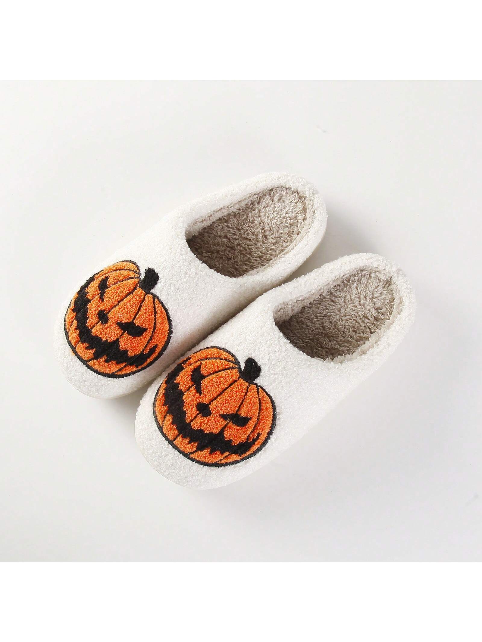 New Comfortable Winter Home Warm Halloween Pumpkin Slippers, Couple Men And Women Thick-Soled Soft Bottom Shoes, Anti-Slip And Cute