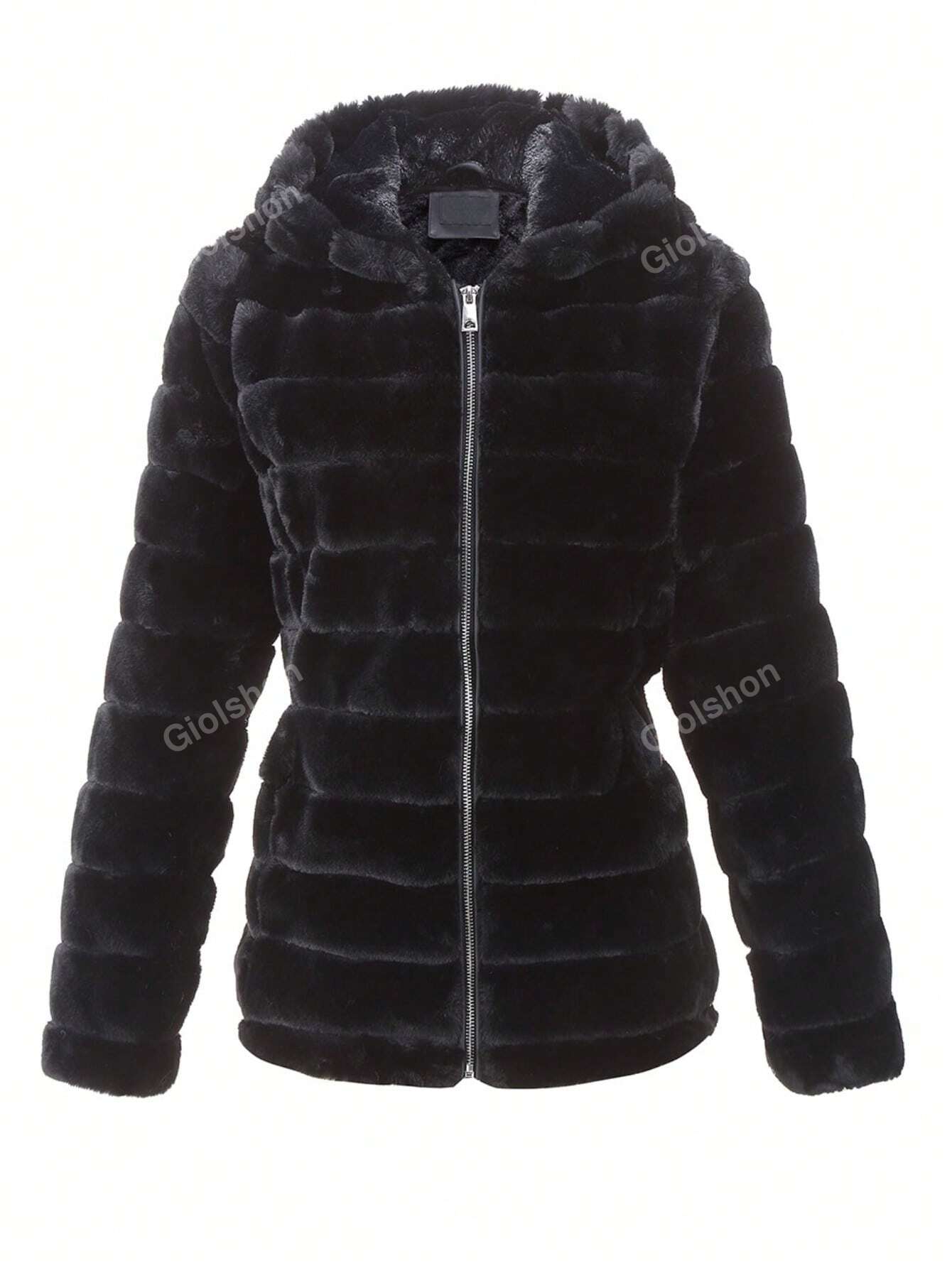 Women's Warm Faux Fur Hooded Coat With Pockets, Fall/Winter