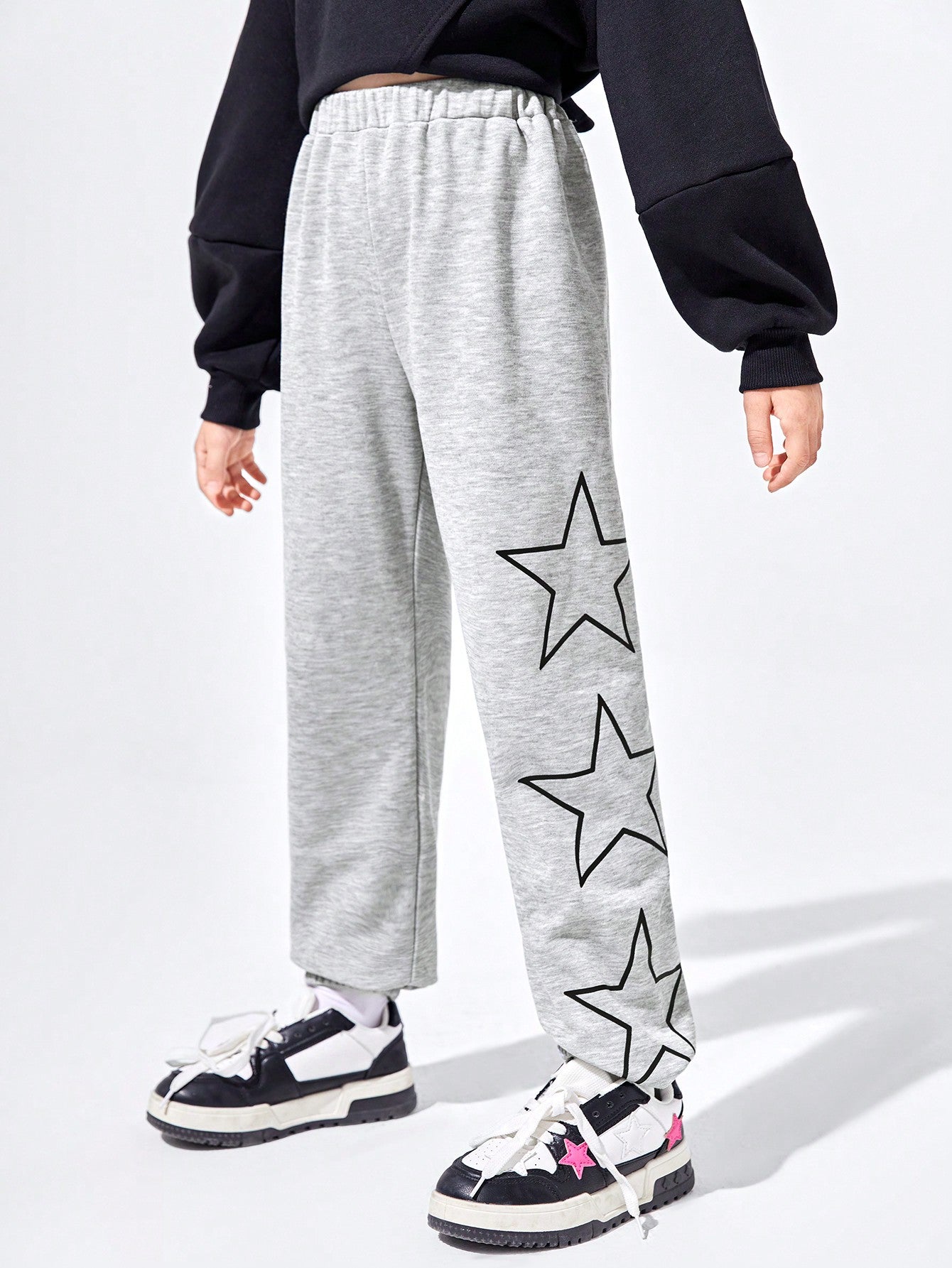 Tween Girl Star Print Elastic Waist Sweatpants