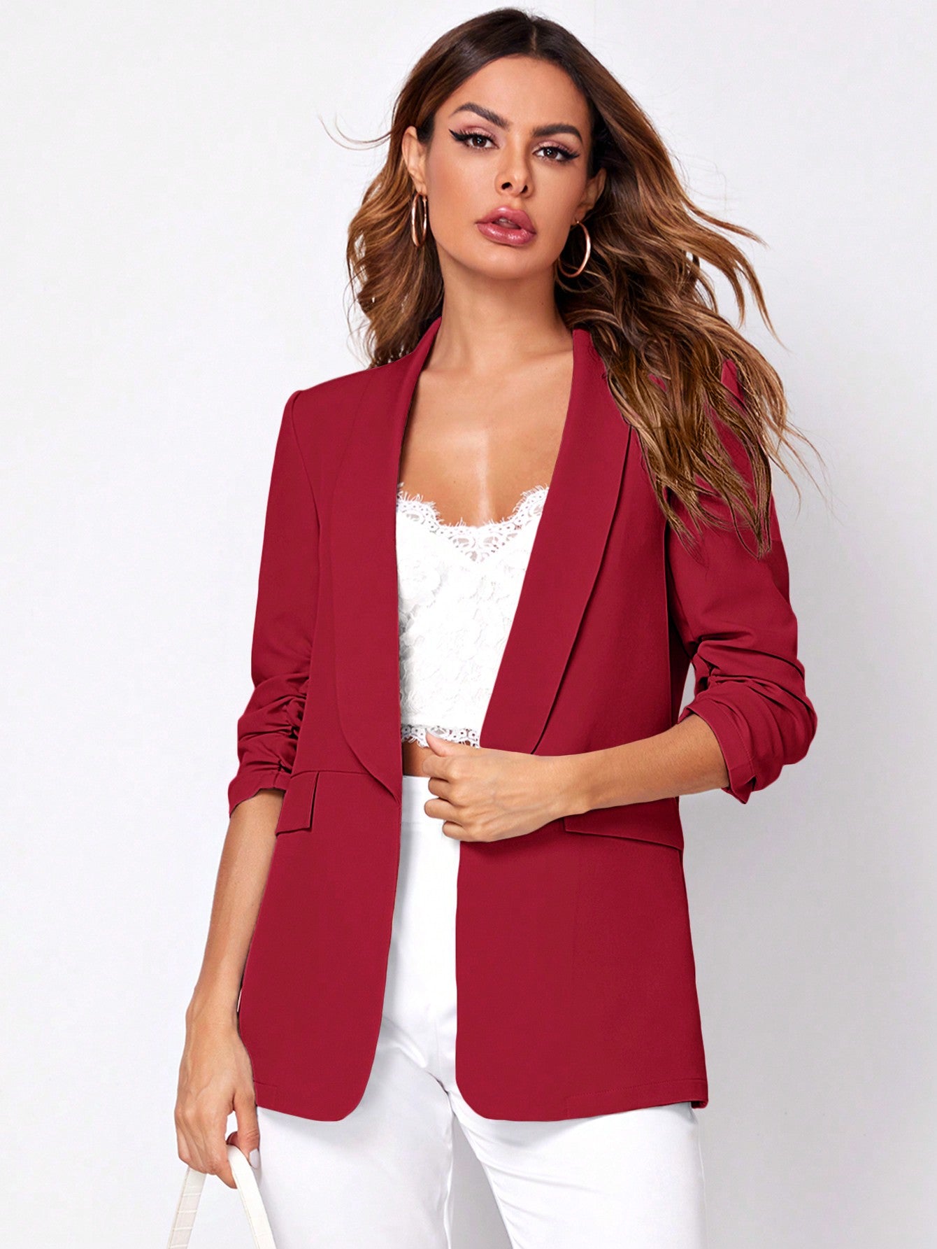 Women Fashion Spring Classic White Blazer For Daily Commute