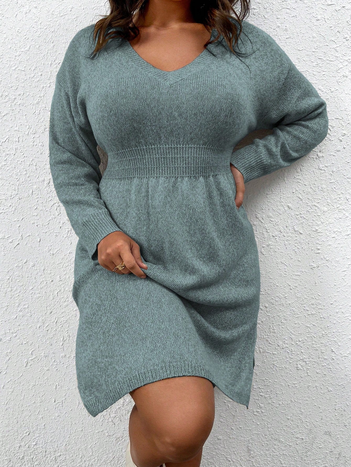 Plus Drop Sleeve Sweater Dress