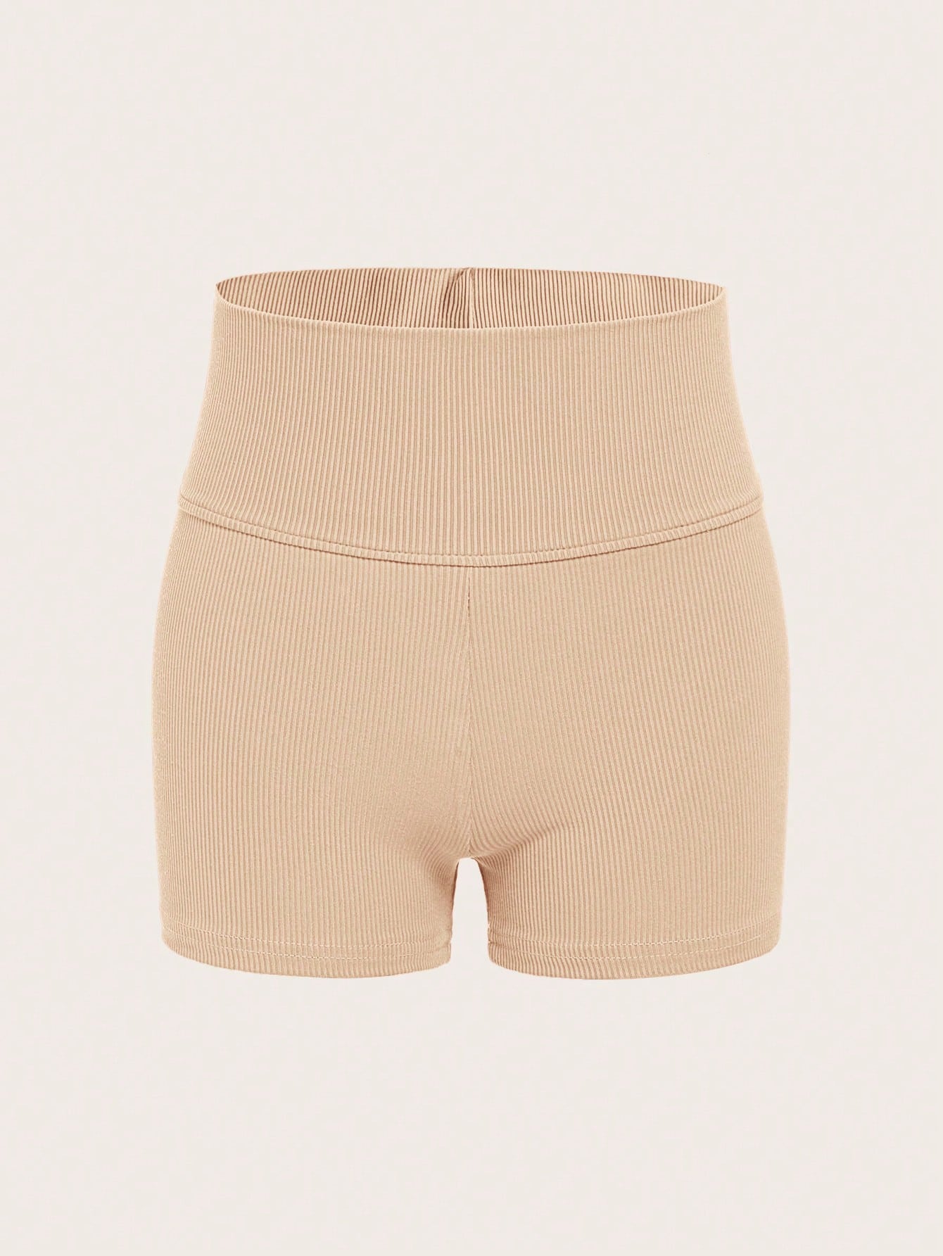 Tween Girl Solid Wideband Waist Ribbed Knit Biker Shorts