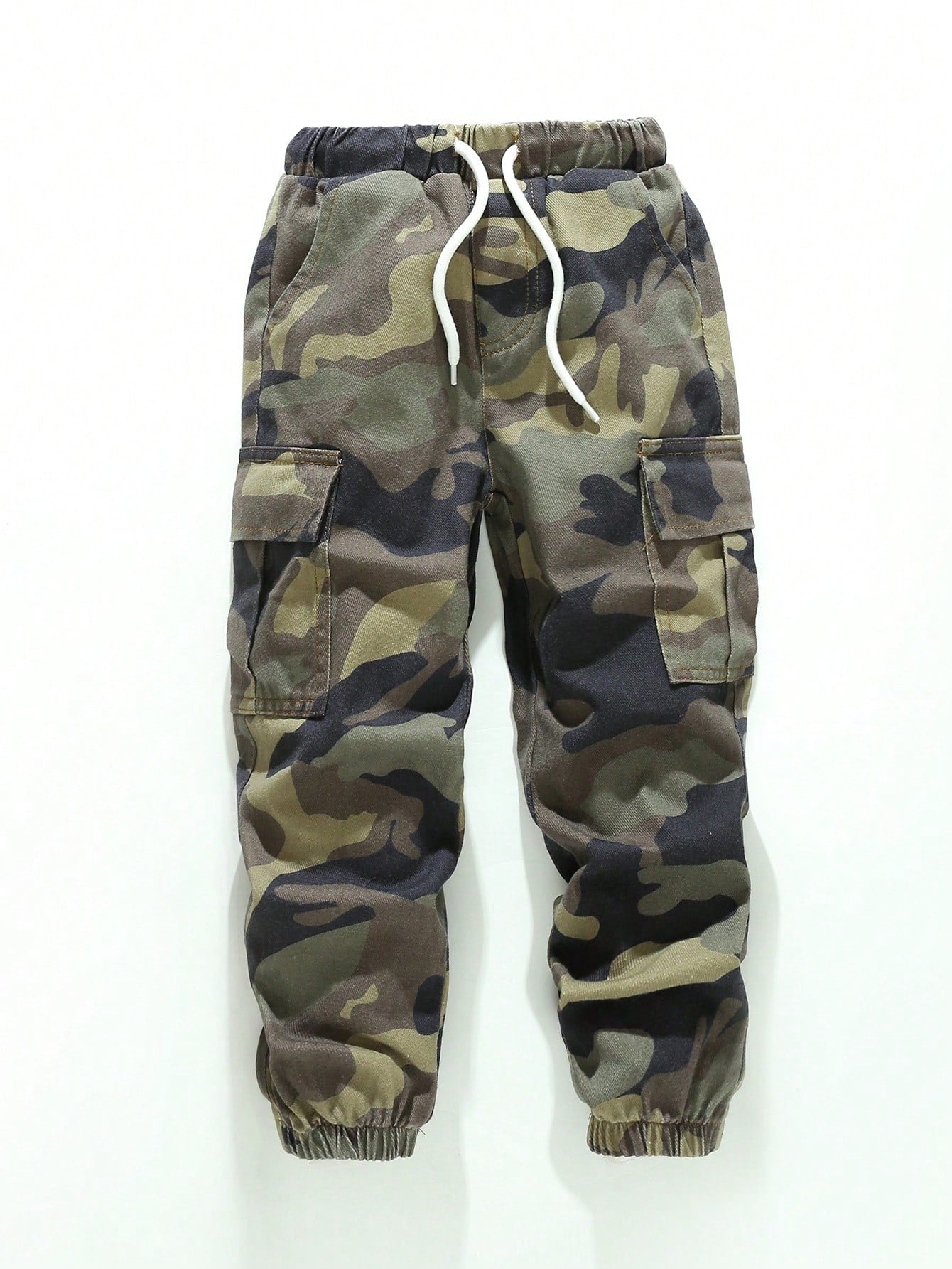 Young Boy Camo Print Flap Pocket Cargo Jeans