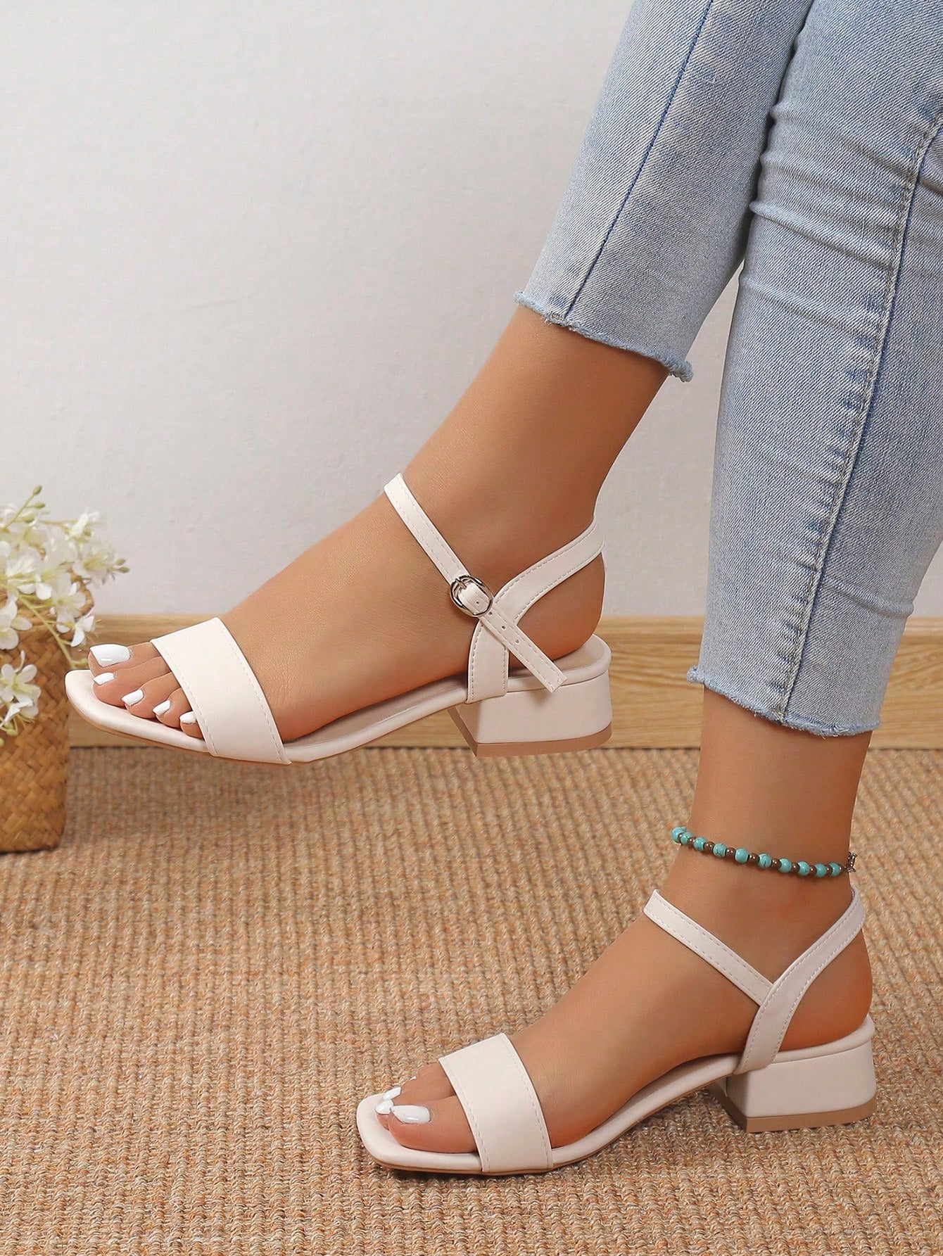 Mid-Heel Chunky Women's Sandals, 2024 Summer New Arrival, High-Heeled Ankle Strap Sandals