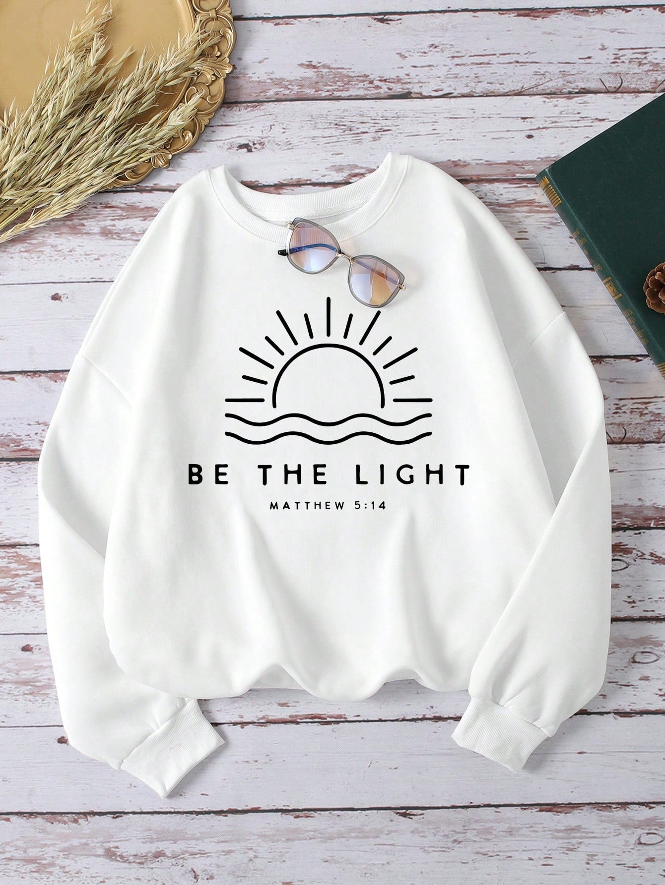 Sun & Slogan Graphic Thermal Lined Sweatshirt