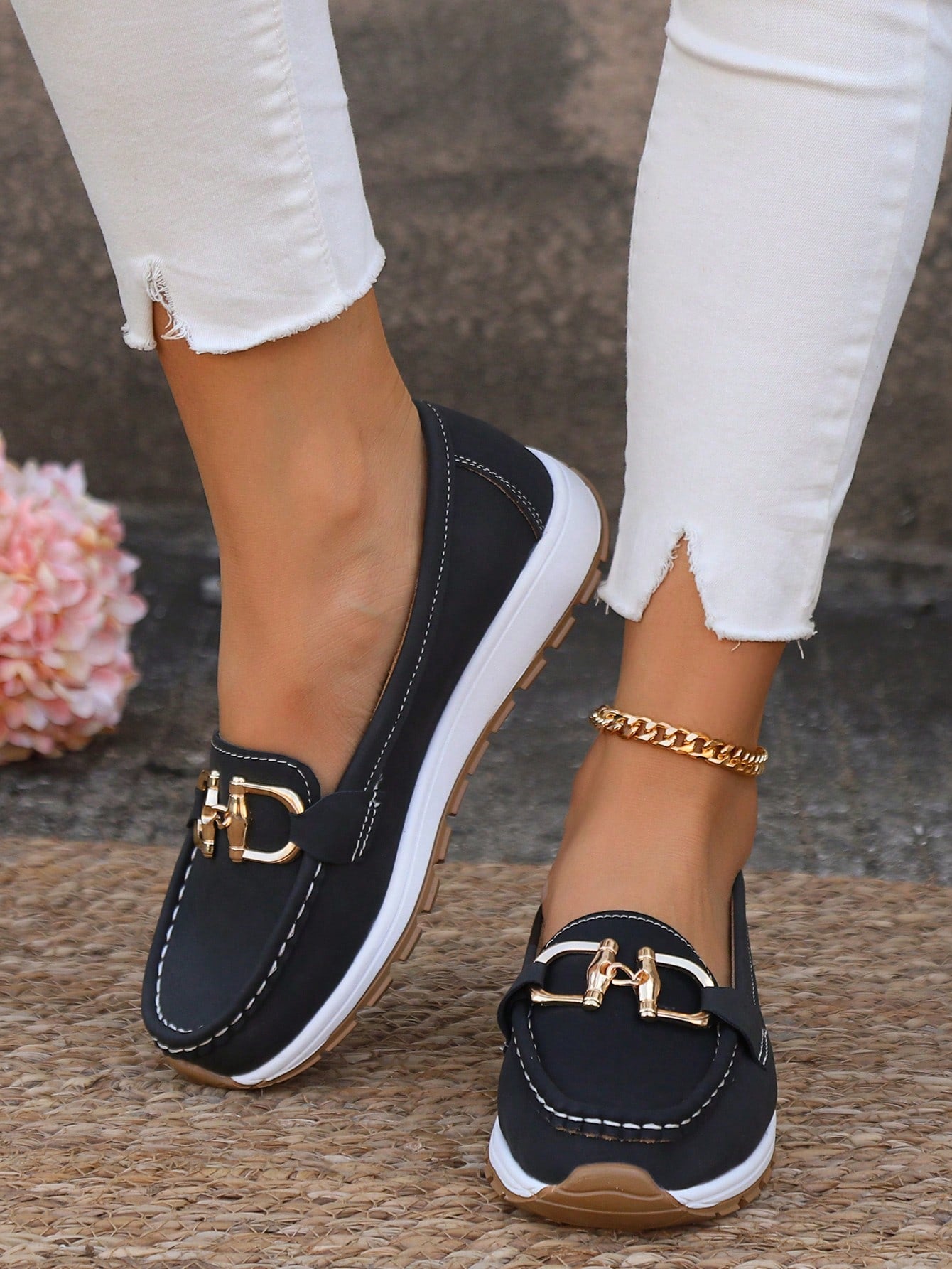 Summer Hollow Breathable Leather Shoes For Middle-Aged & Elderly Women, Soft Wedge Heel Loafers With Hollowed-Out Design