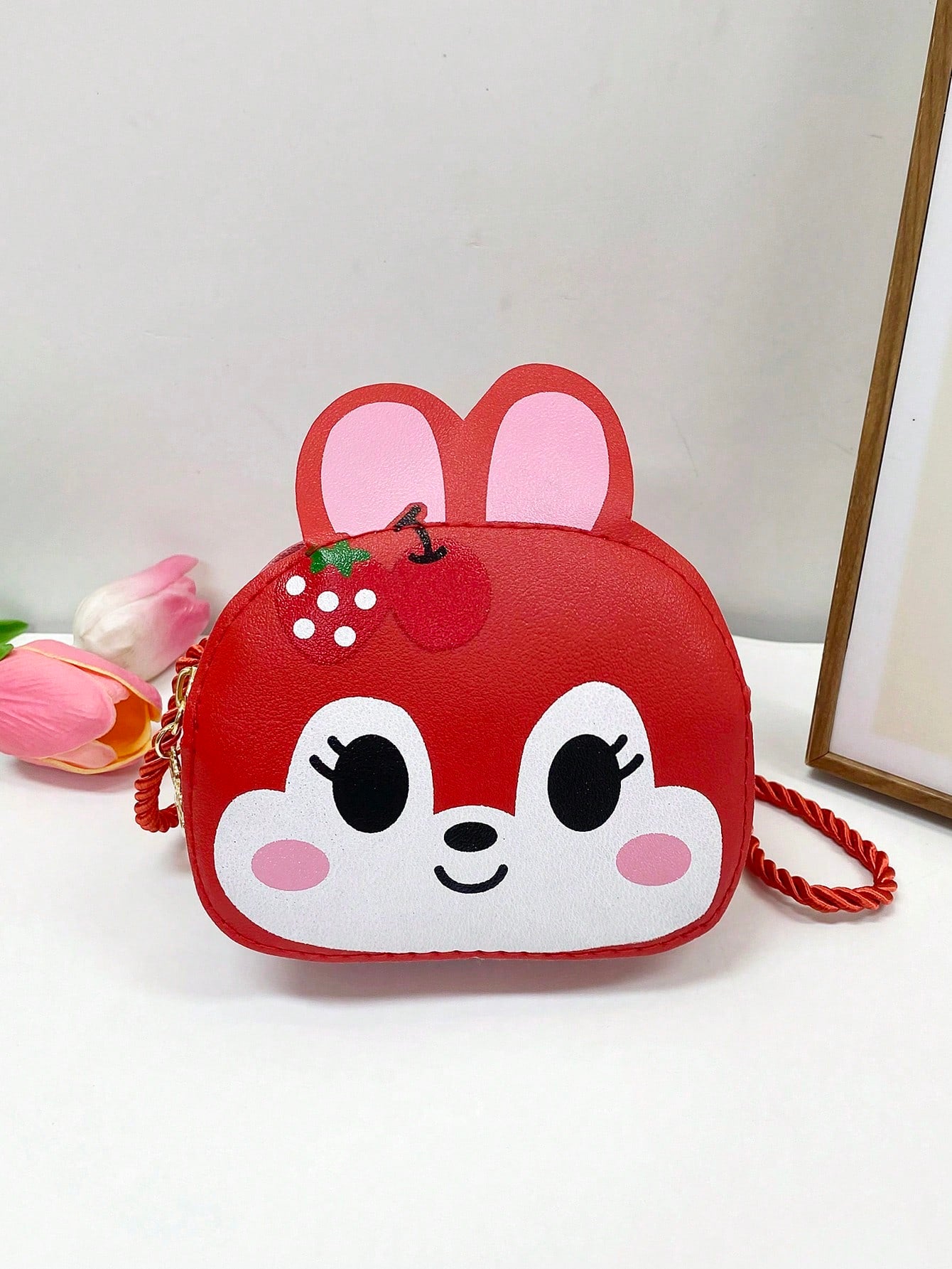 1 Piece Young Girlpu Leather Zipper Closure Cute Bunny Kid Mini Crossbody Bag Suitable For Daily Use In All Seasons