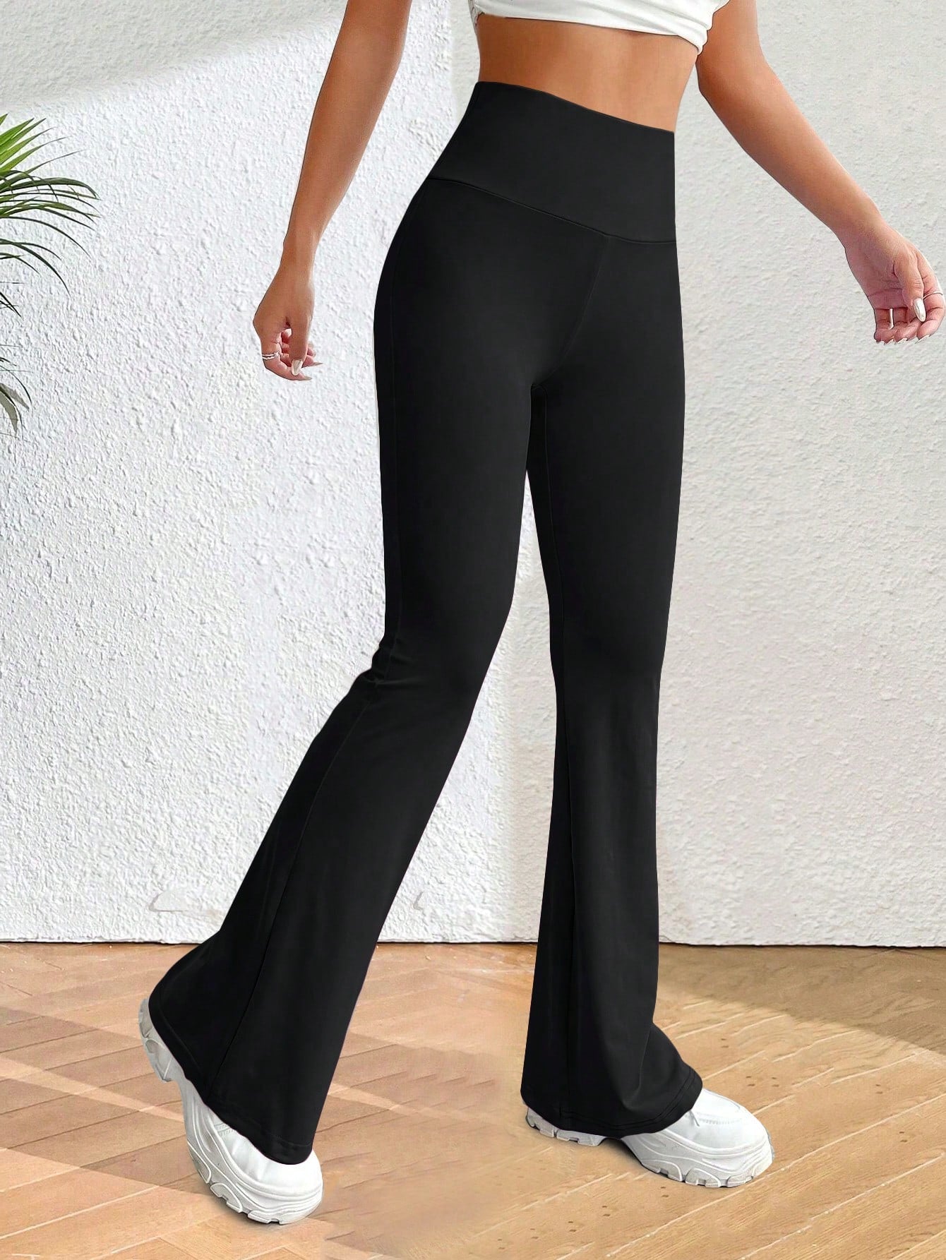 Solid Flare Leg Pants