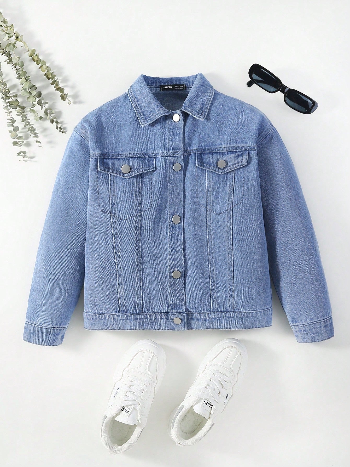 Tween Girl Butterfly Print Denim Jacket