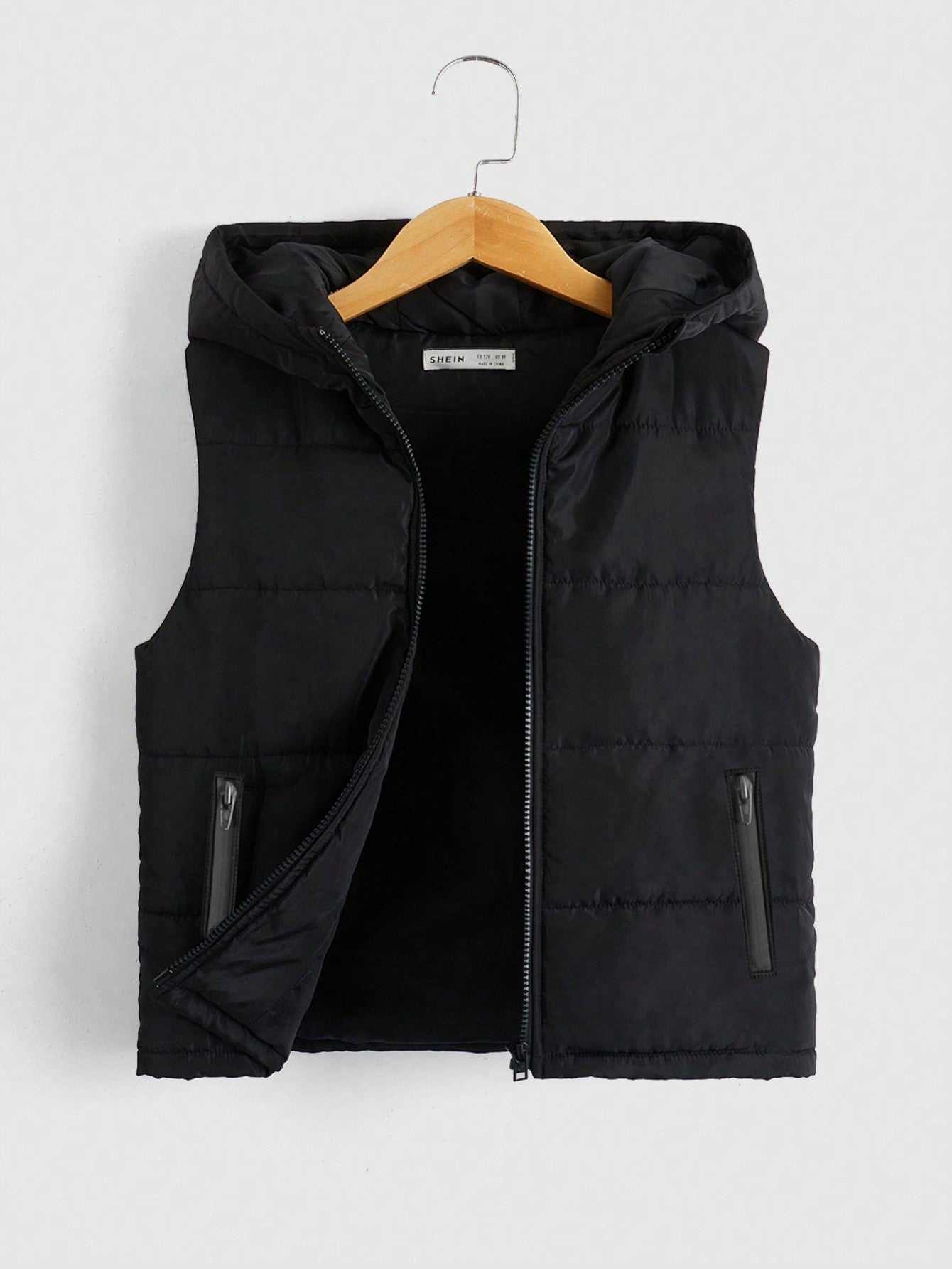 Young Boy Zipper Hooded Vest Puffer Coat