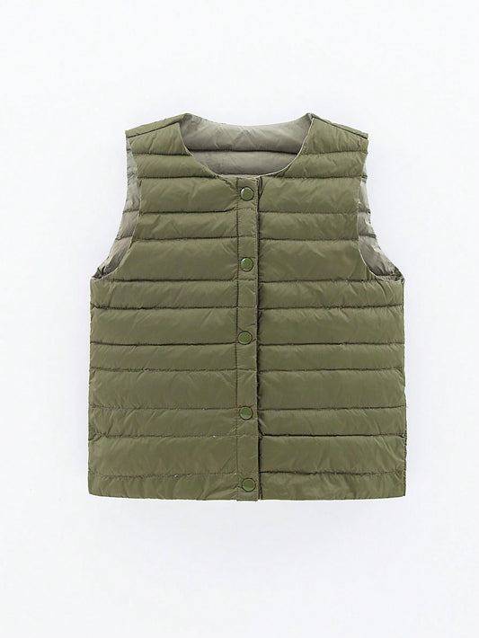 Young Boy Button Front Vest Puffer Coat