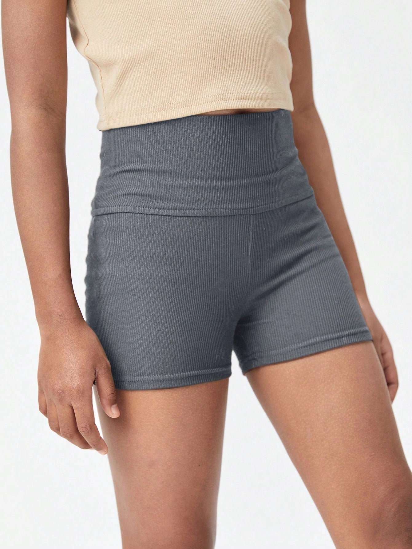 Tween Girl Casual Sun-Kissed Ribbed Knit Biker Shorts