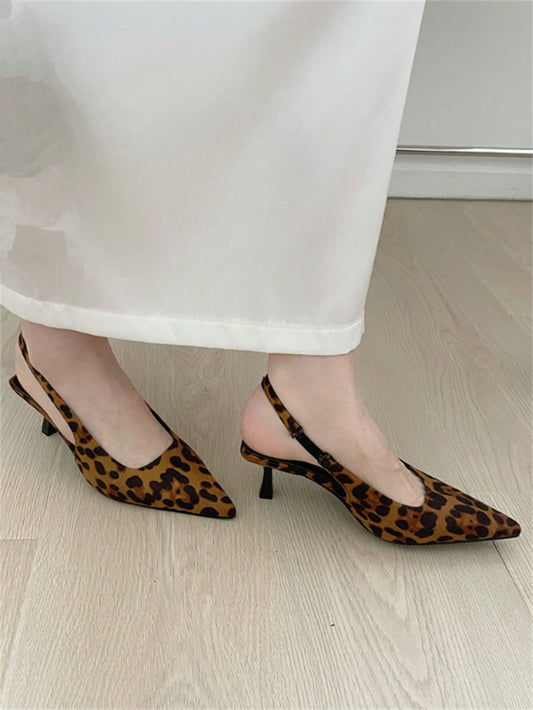 Women's Pointed Toe High Heel Pumps With Thin Heels, Leopard Print Stiletto Sandals For Party Wedding Outdoor Spring, Summer And Autumn