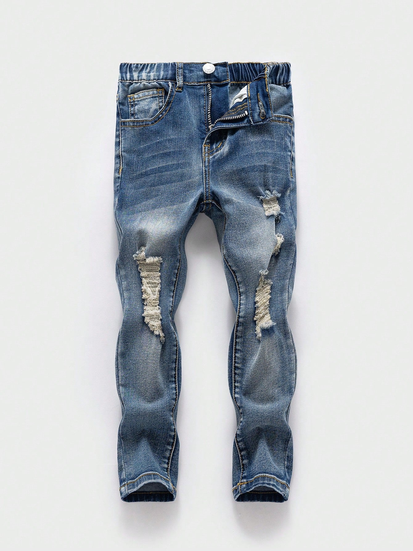 Young Boy Zipper Fly Ripped Jeans