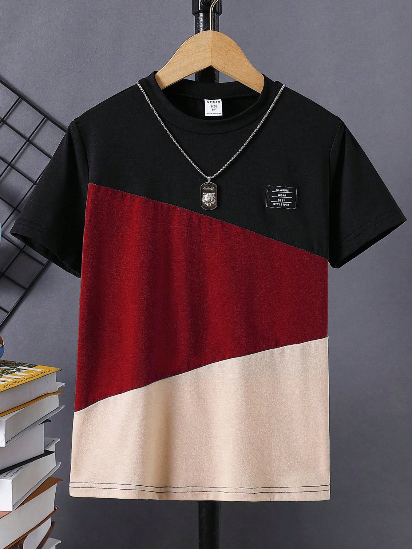 Tween Boy Color Block Letter Patched Detail Tee