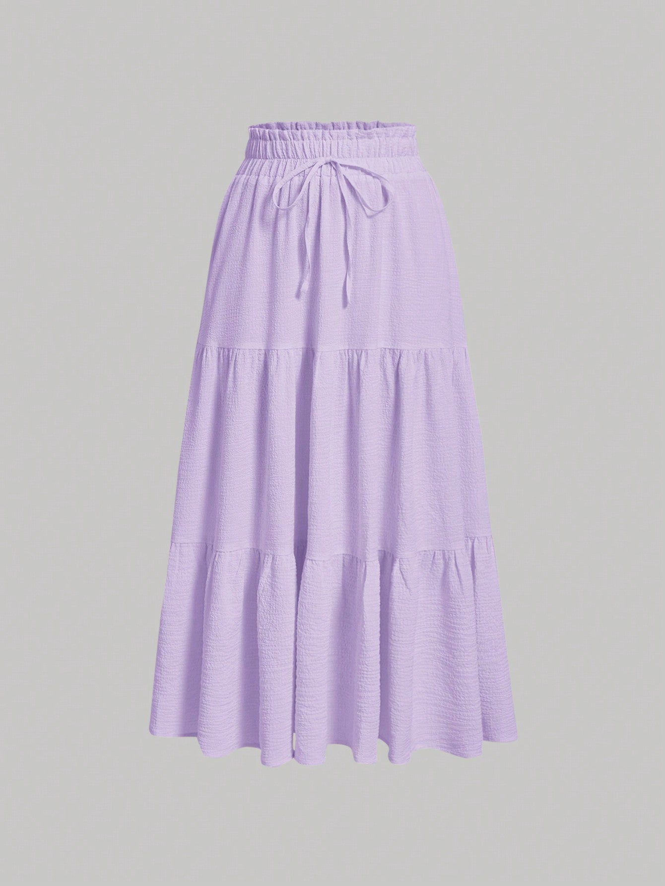 Solid Drawstring Waist Ruffle Hem Skirt