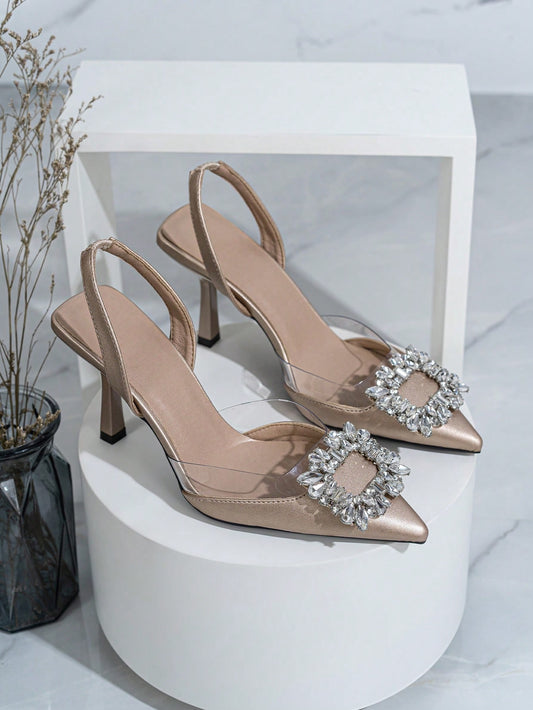 Fashionable Women's Glistening Rhinestone Decorated High Heels