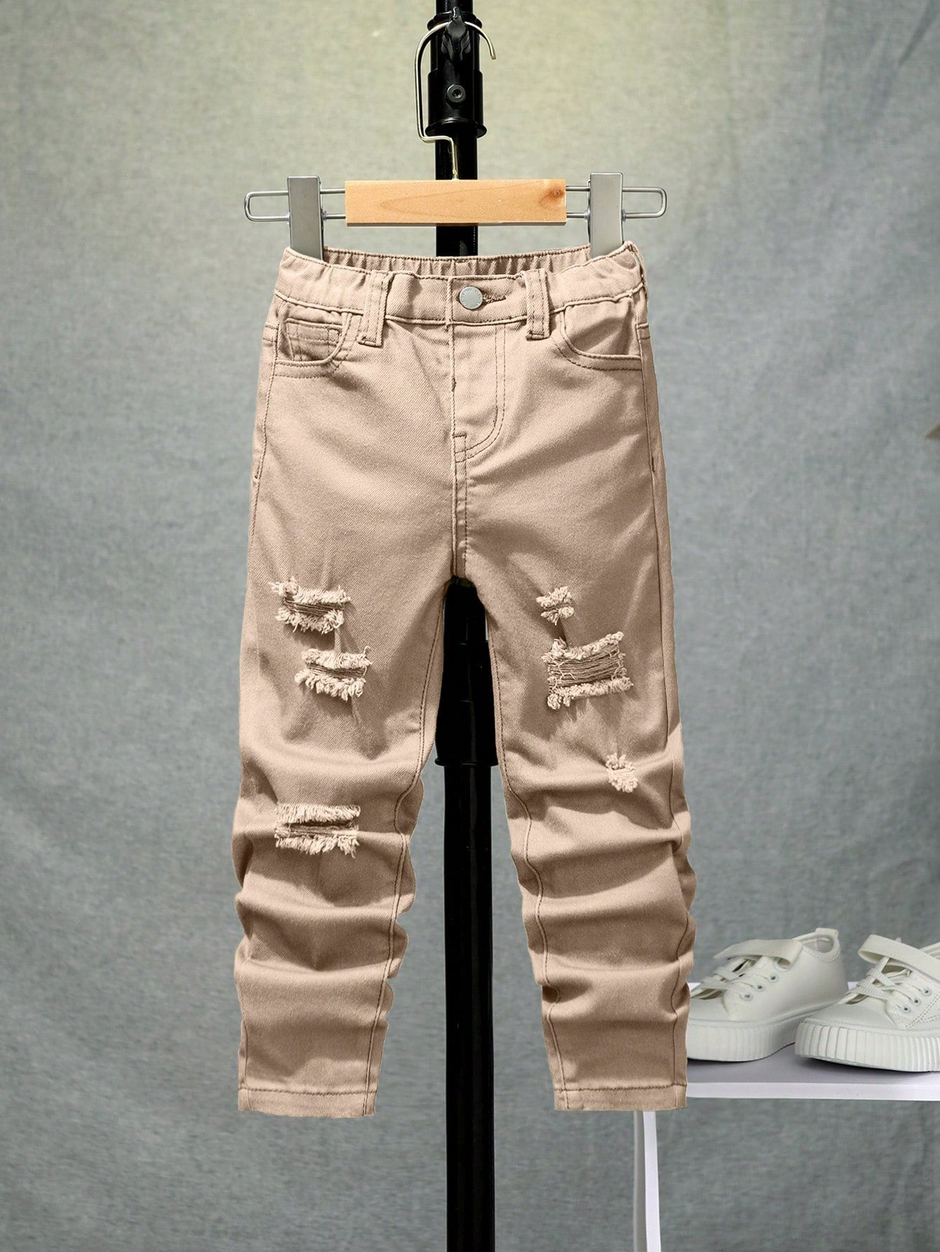 Young Boy Ripped Frayed Elastic Waist Jeans