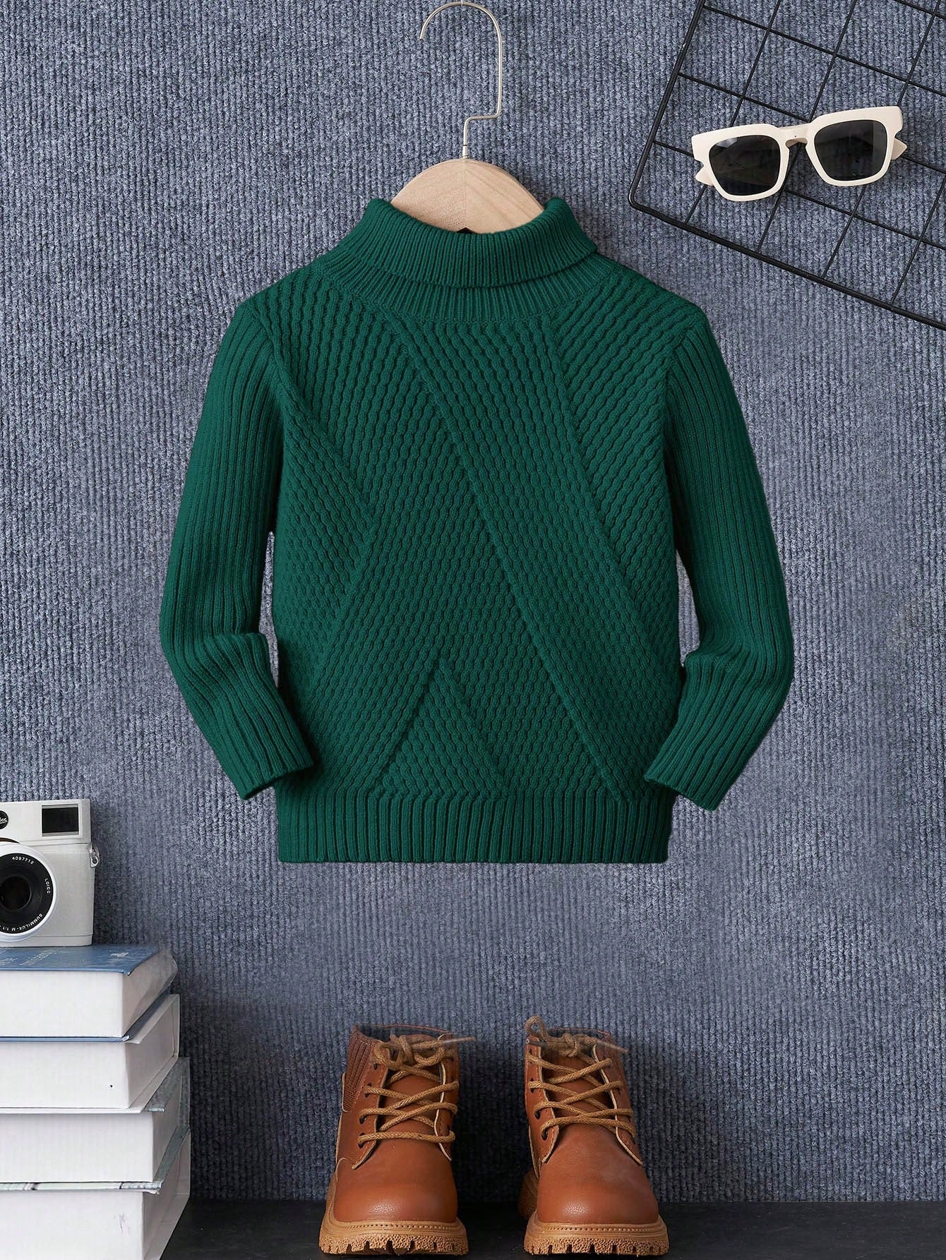 Young Boy Turtleneck Solid Sweater