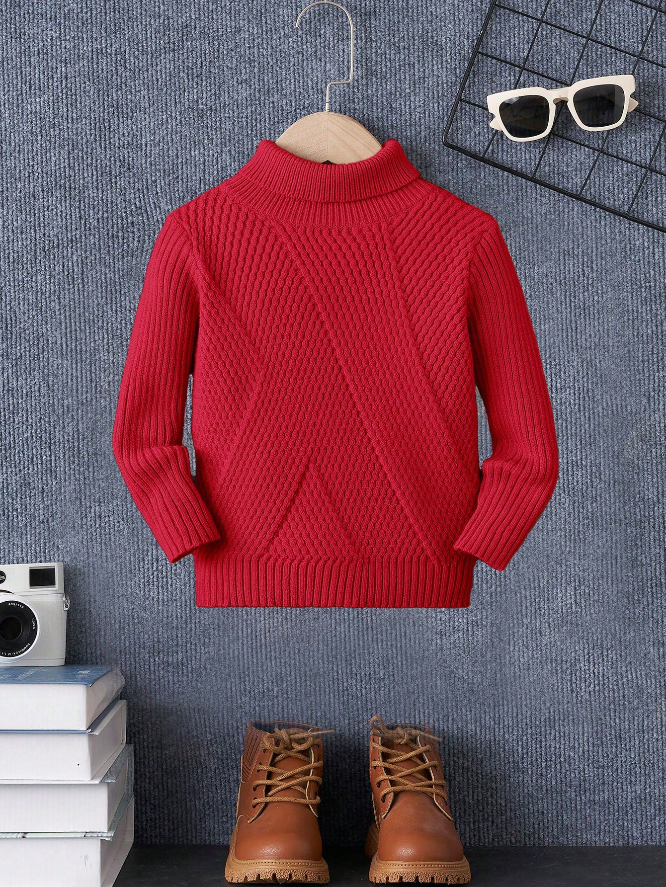 Young Boy Turtleneck Solid Sweater