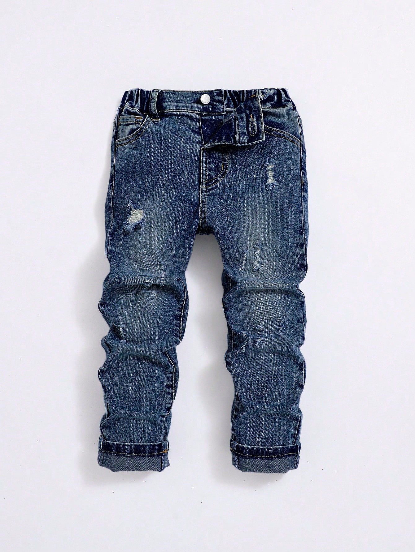 Young Boy Ripped Frayed Bleach Wash Jeans