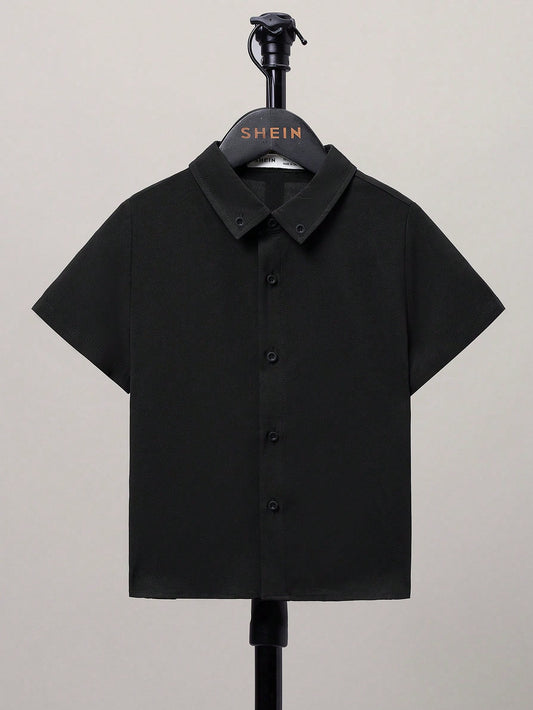 Young Boy Solid Button Front Shirt