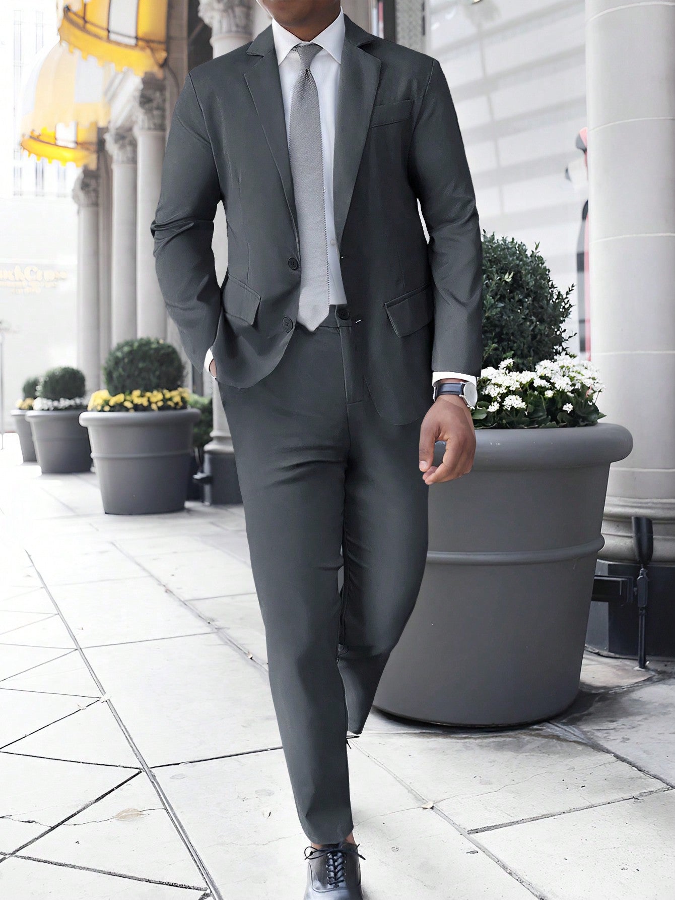 Men Lapel Collar Blazer & Suit Pants