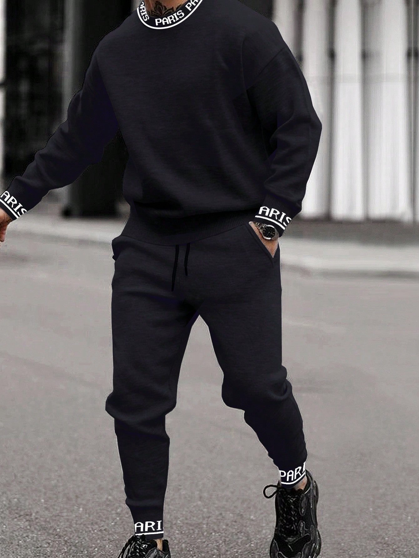 Men Letter Graphic Sweatshirt & Sweatpants