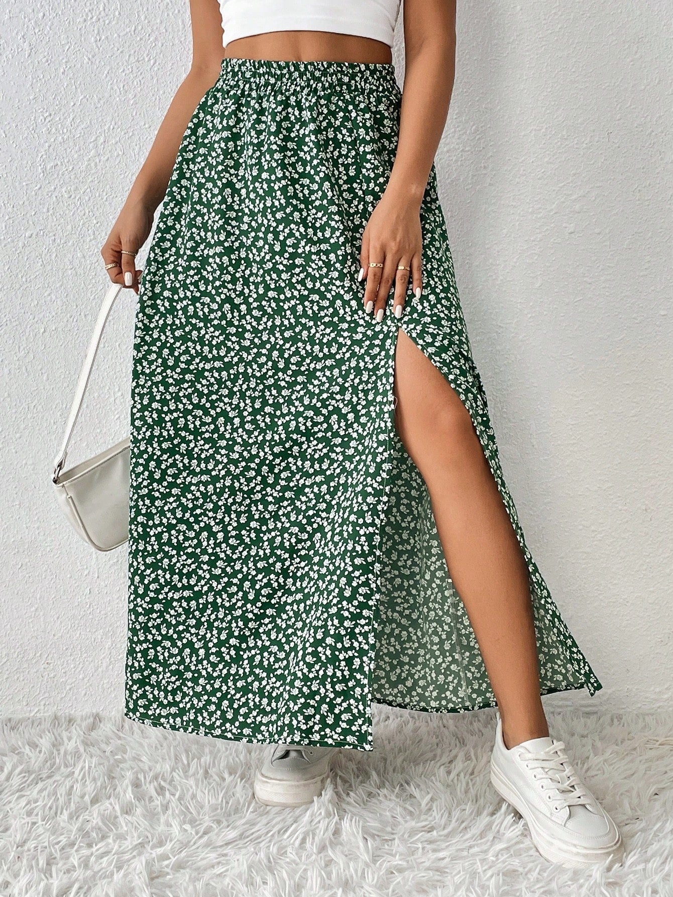 Women's High Slit Floral Print Skirt