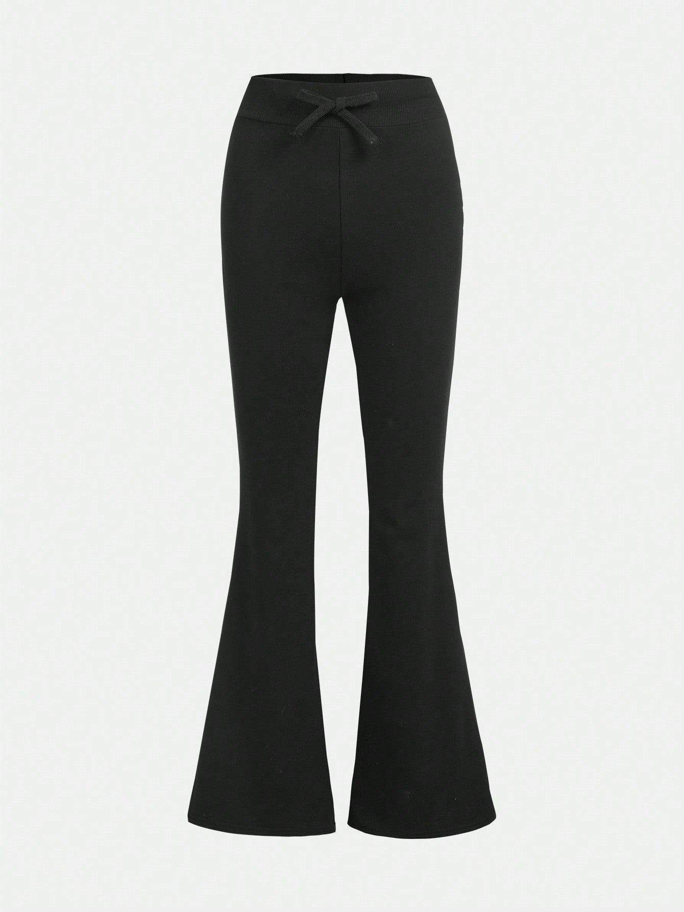 Solid Color Casual Pants For Teen Girls, Suitable For Spring And Autumn, With Front Tie And Flared Hem