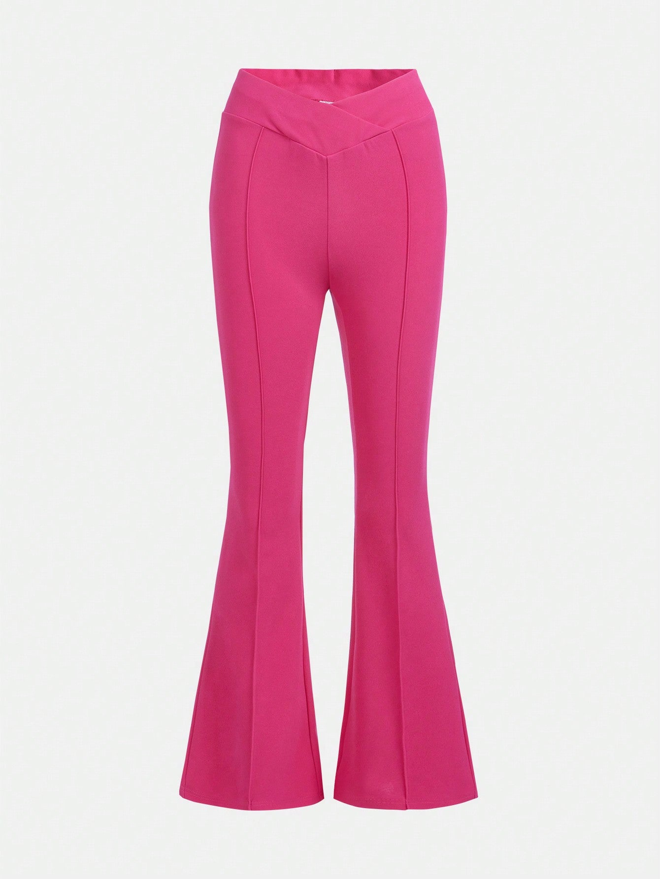 High-Waisted V-Shaped Waistband Solid Color Flared Pants Suitable For Teenage Girls In Spring And Autumn