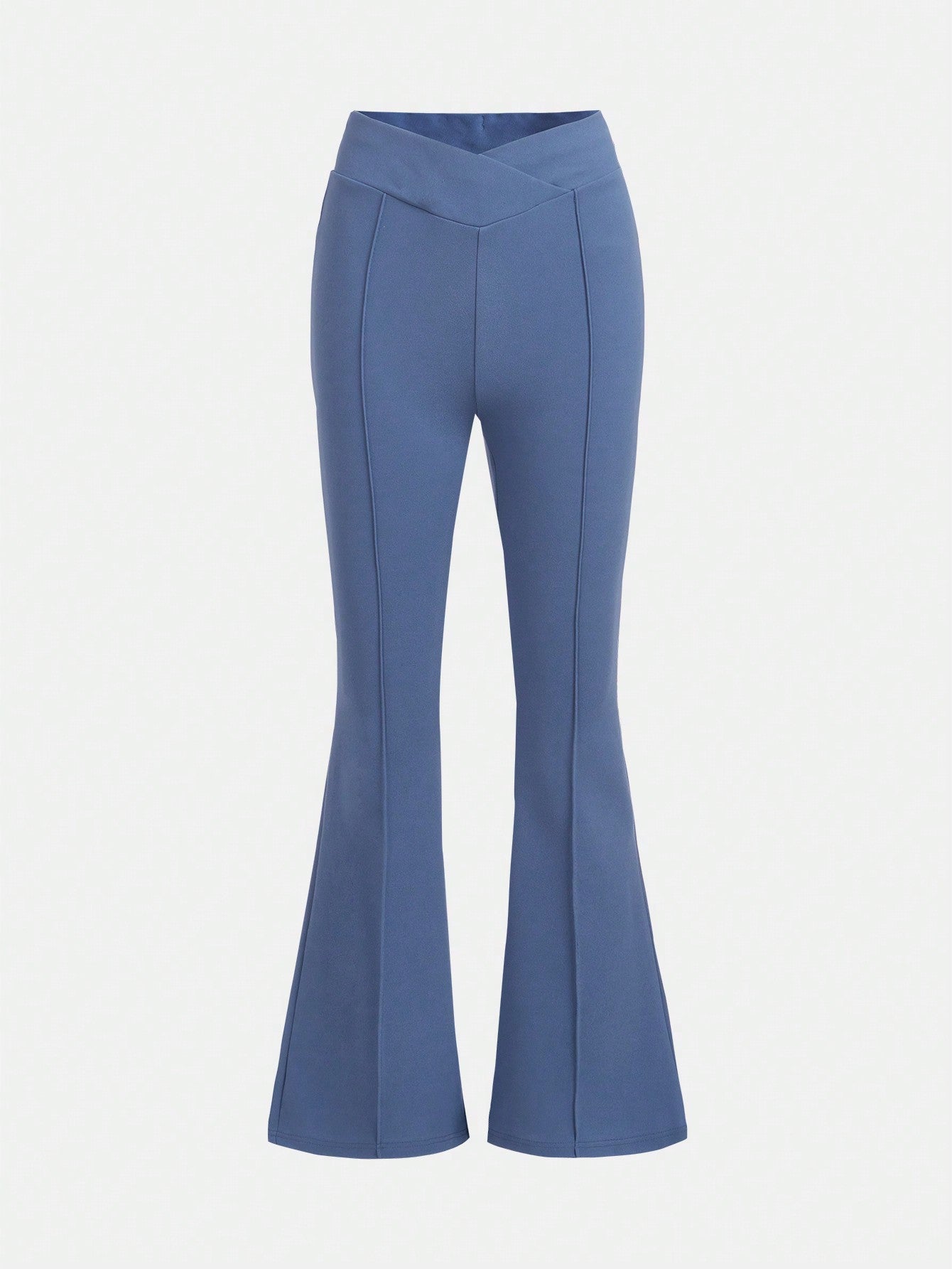 High-Waisted V-Shaped Waistband Solid Color Flared Pants Suitable For Teenage Girls In Spring And Autumn