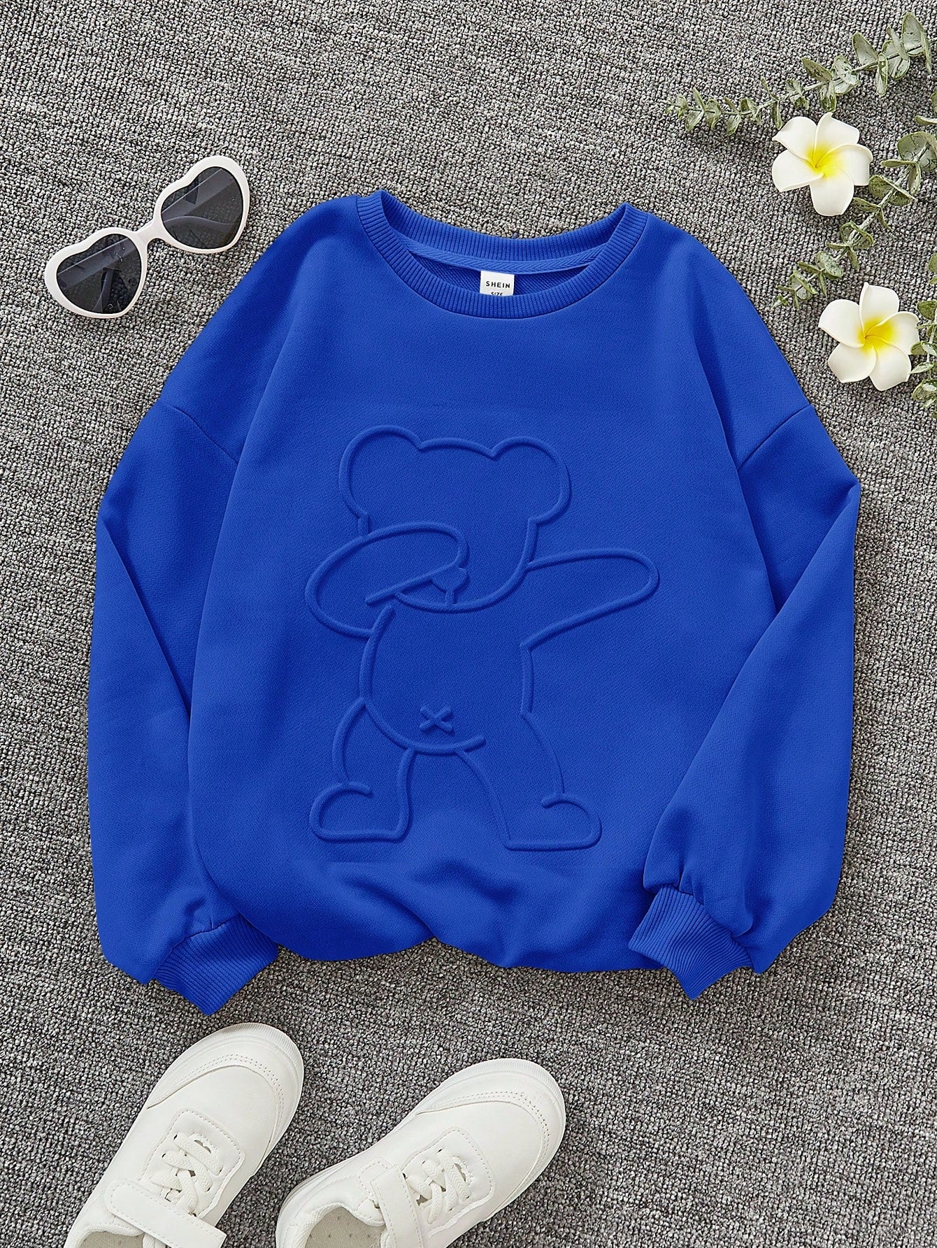 Tween Girl Cartoon Graphic Drop Shoulder Sweatshirt