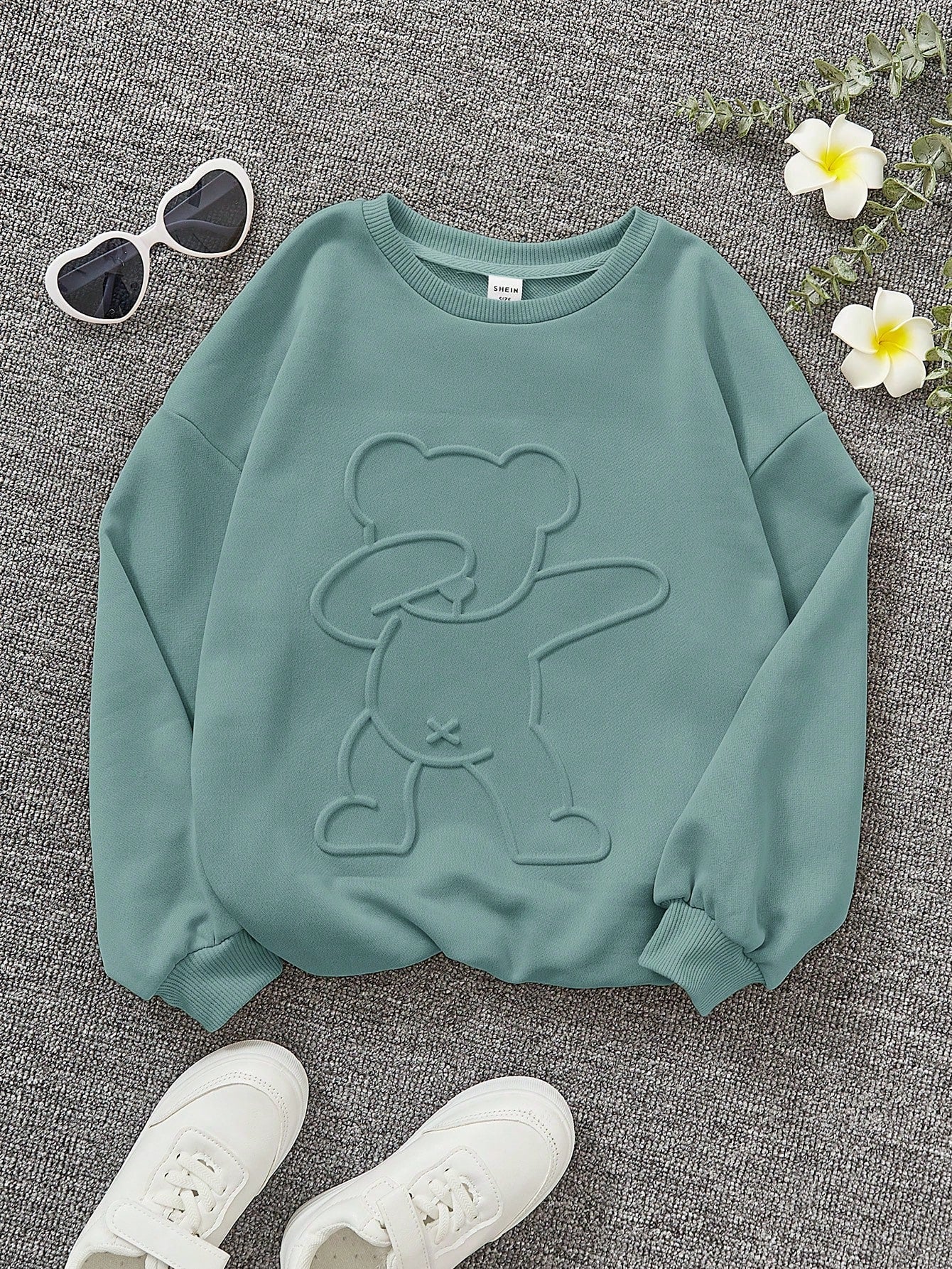 Tween Girl Cartoon Graphic Drop Shoulder Sweatshirt