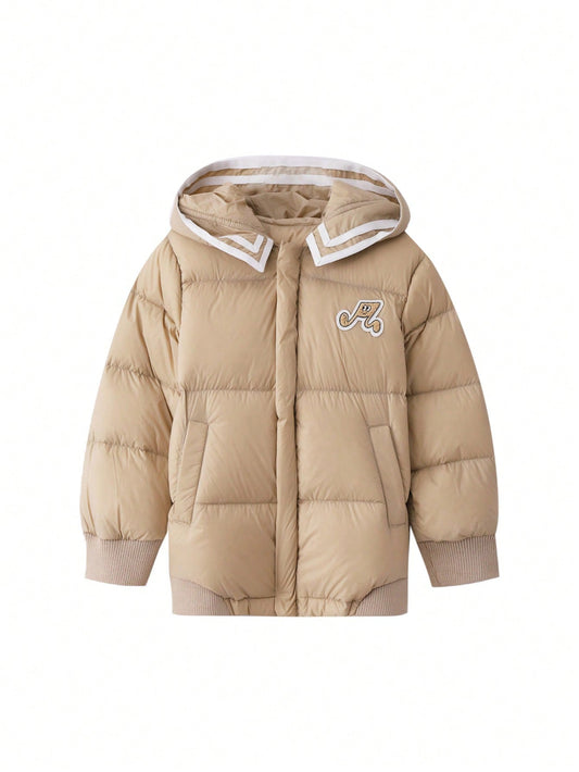 Young Girl Winter Cute Thickened Short Hooded Down Jacket Khaki