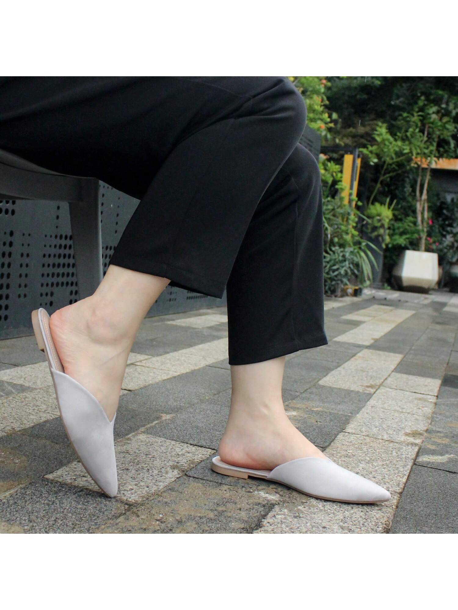 Women Wedding Party Prom Backless Slip On Slides Loafer Shoes Spring Summer Flats Comfortable Beach Slippers Pink Pointed Toe Mules