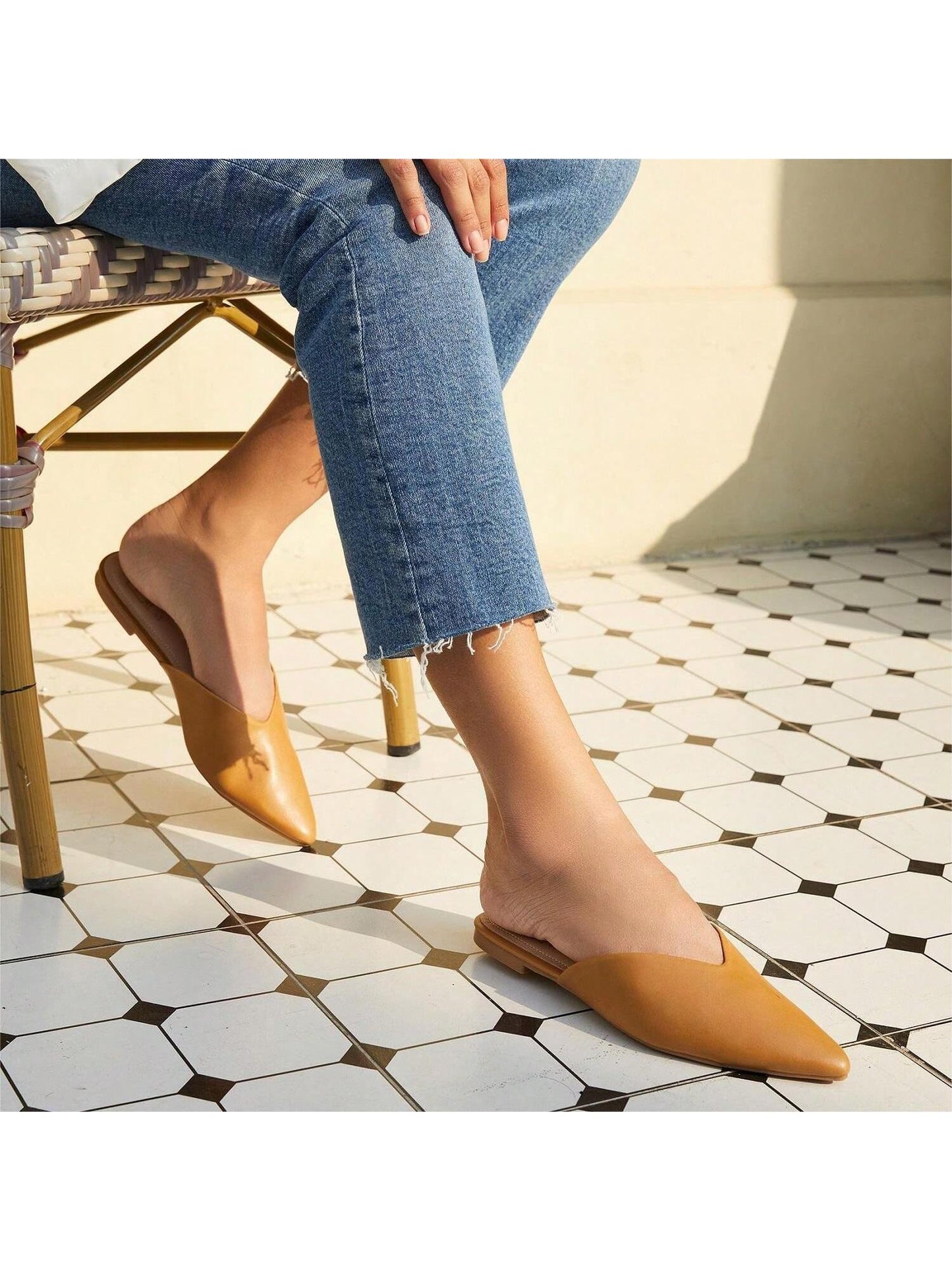 Women Wedding Party Prom Backless Slip On Slides Loafer Shoes Spring Summer Flats Comfortable Beach Slippers Pink Pointed Toe Mules