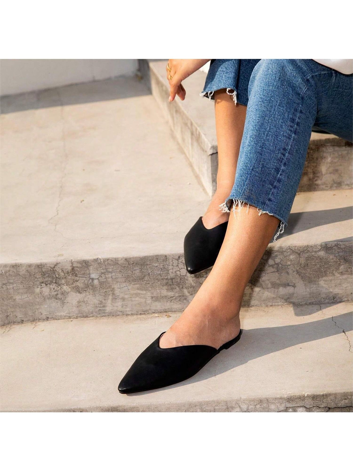 Women Wedding Party Prom Backless Slip On Slides Loafer Shoes Spring Summer Flats Comfortable Beach Slippers Pink Pointed Toe Mules