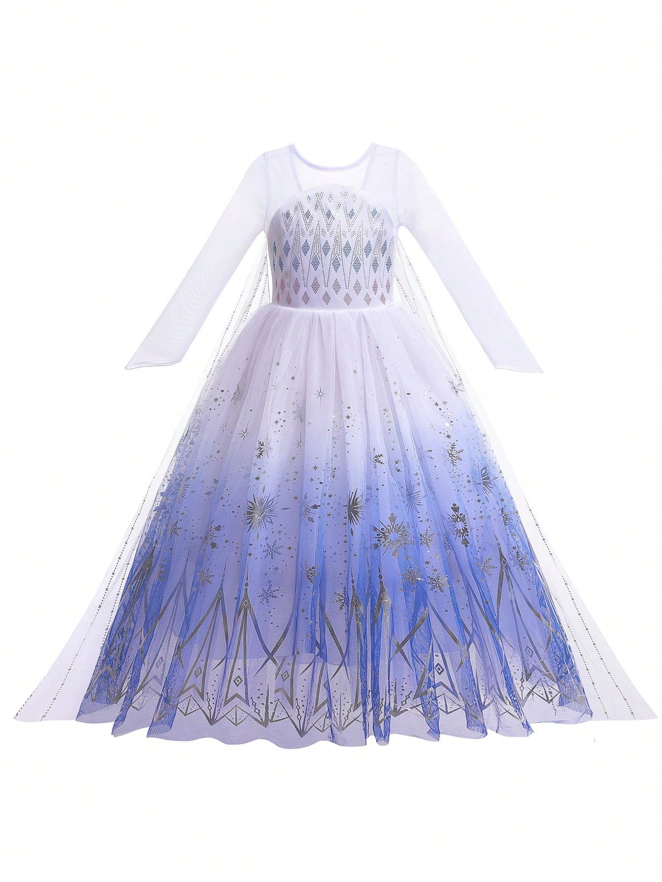 Young Girl Gorgeous Snowflake Pattern Mesh Princess Dress Formal Wear