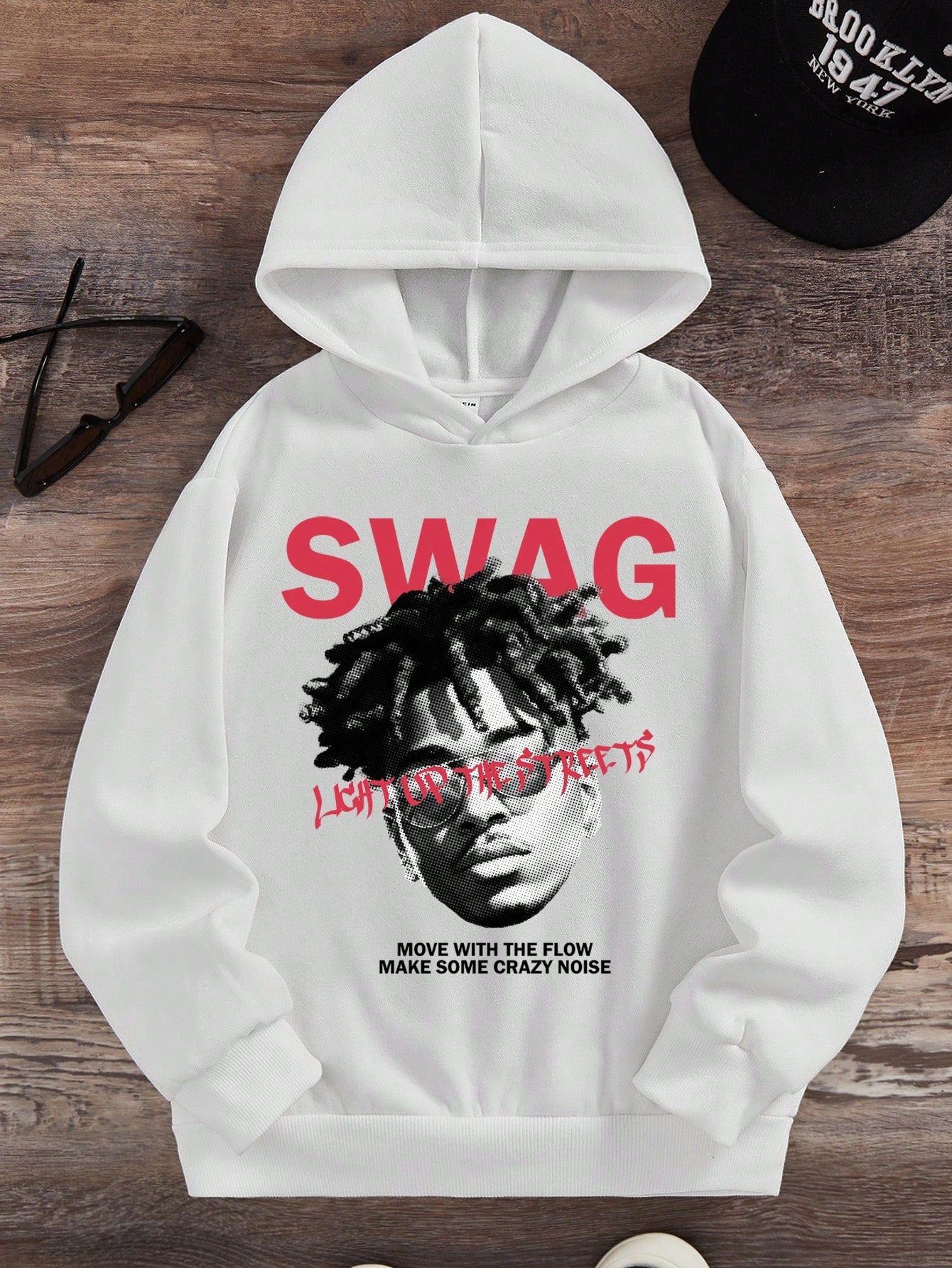 Tween Boy Figure & Slogan Graphic Hoodie