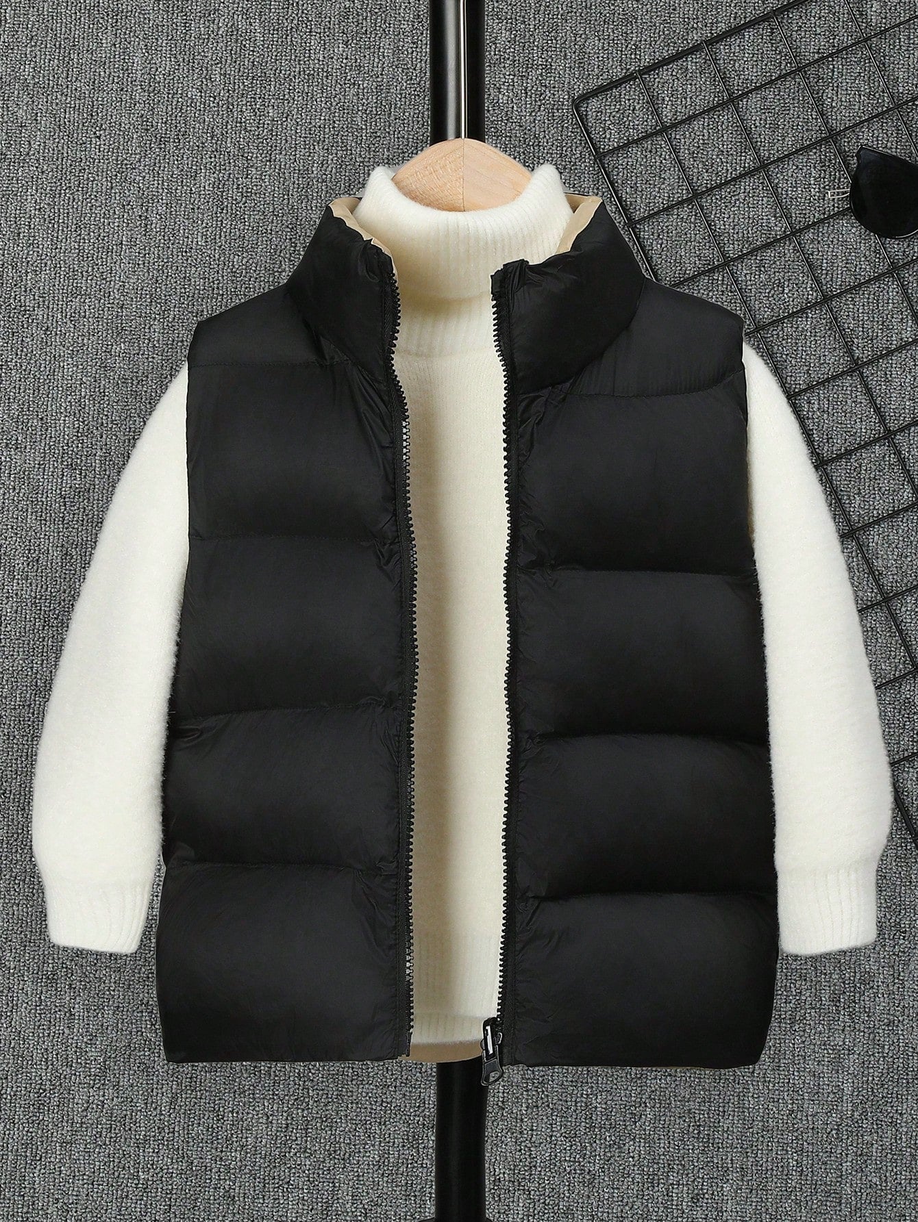 Tween Boy 1pc Zipper Front Vest Puffer Coat